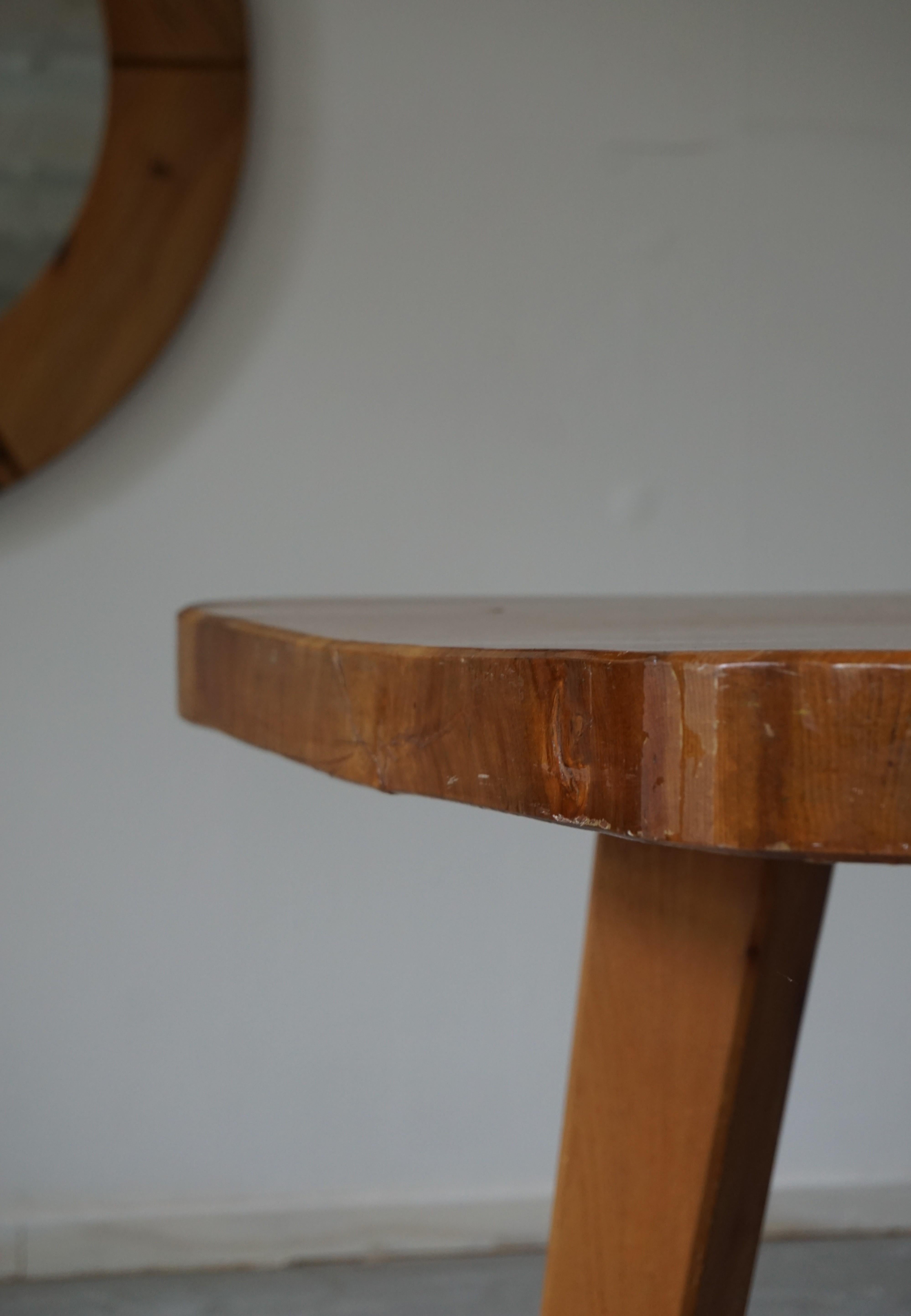 Vintage Swedish Solid Elm Dining Table, 1970s In Good Condition In Odense, DK