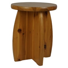 Vintage Swedish Solid Wooden Stool, 1970s