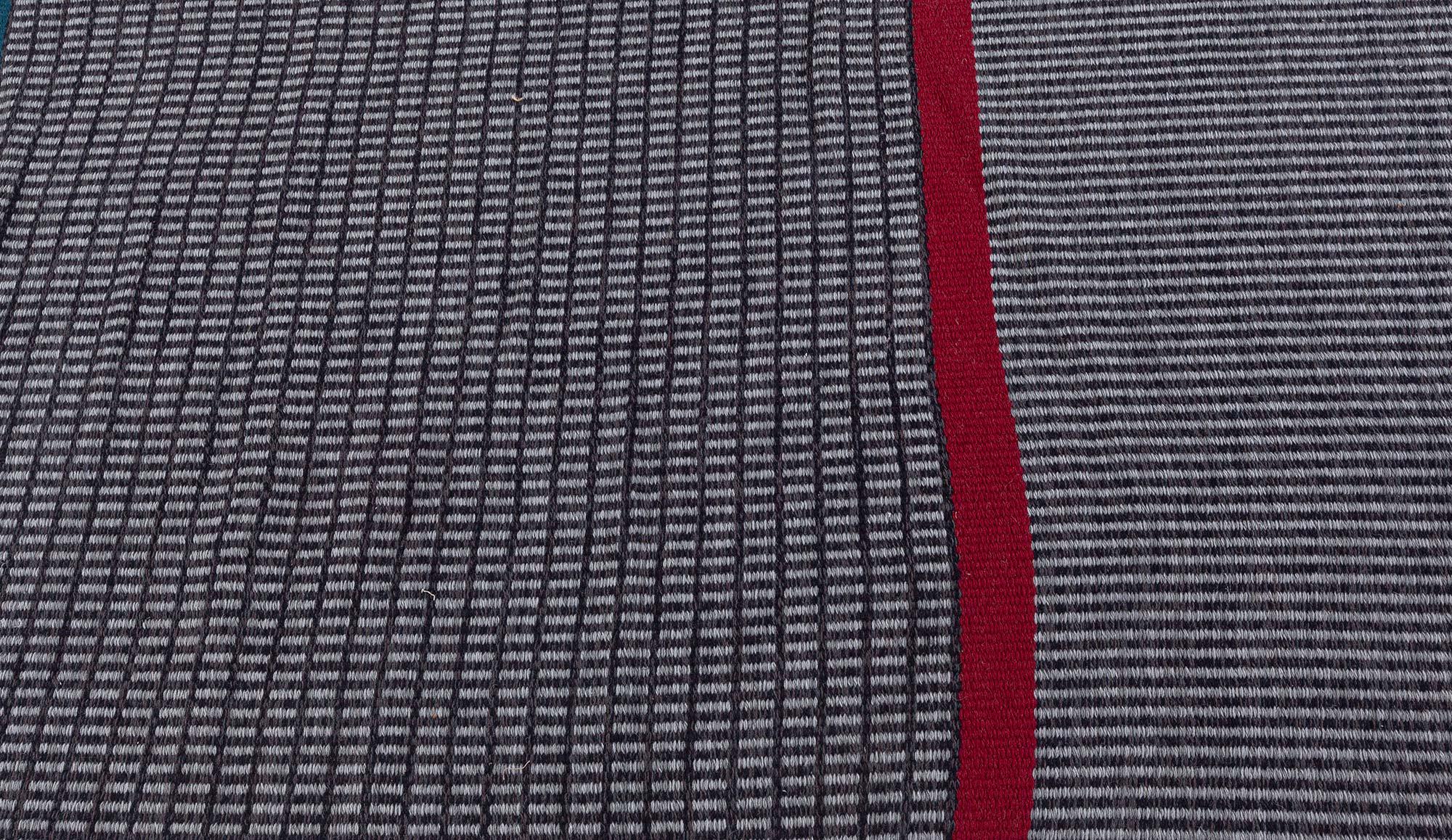 Mid-20th century striped gray Swedish flat-weave rug by Lagerhem Ullberg
Size: 9'3