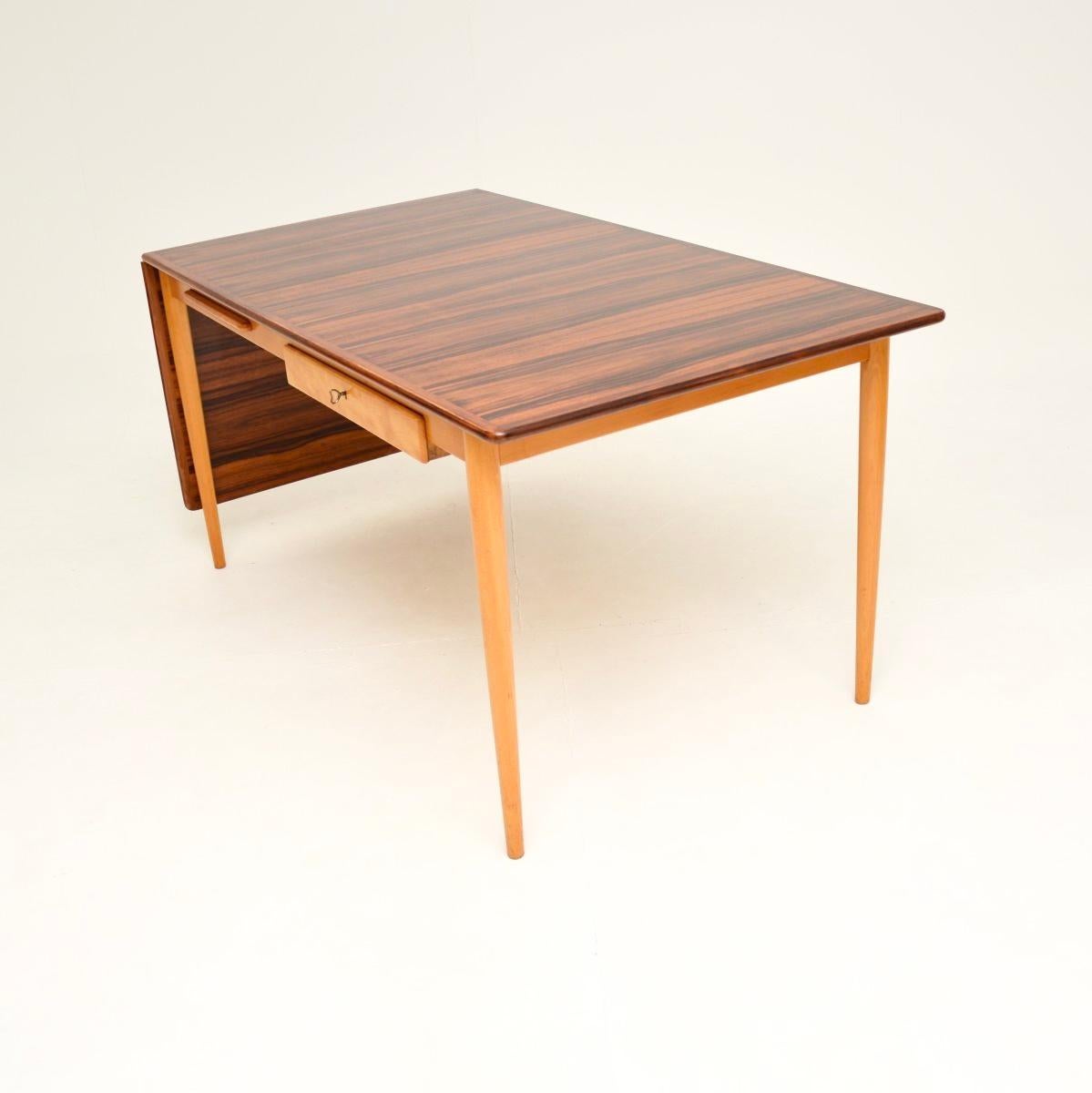Vintage Swedish Sycamore Drop Leaf Desk In Good Condition For Sale In London, GB