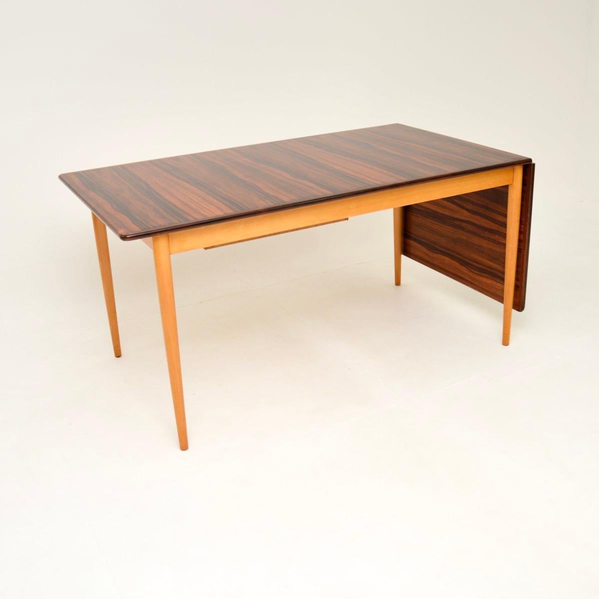 Mid-20th Century Vintage Swedish Sycamore Drop Leaf Desk For Sale