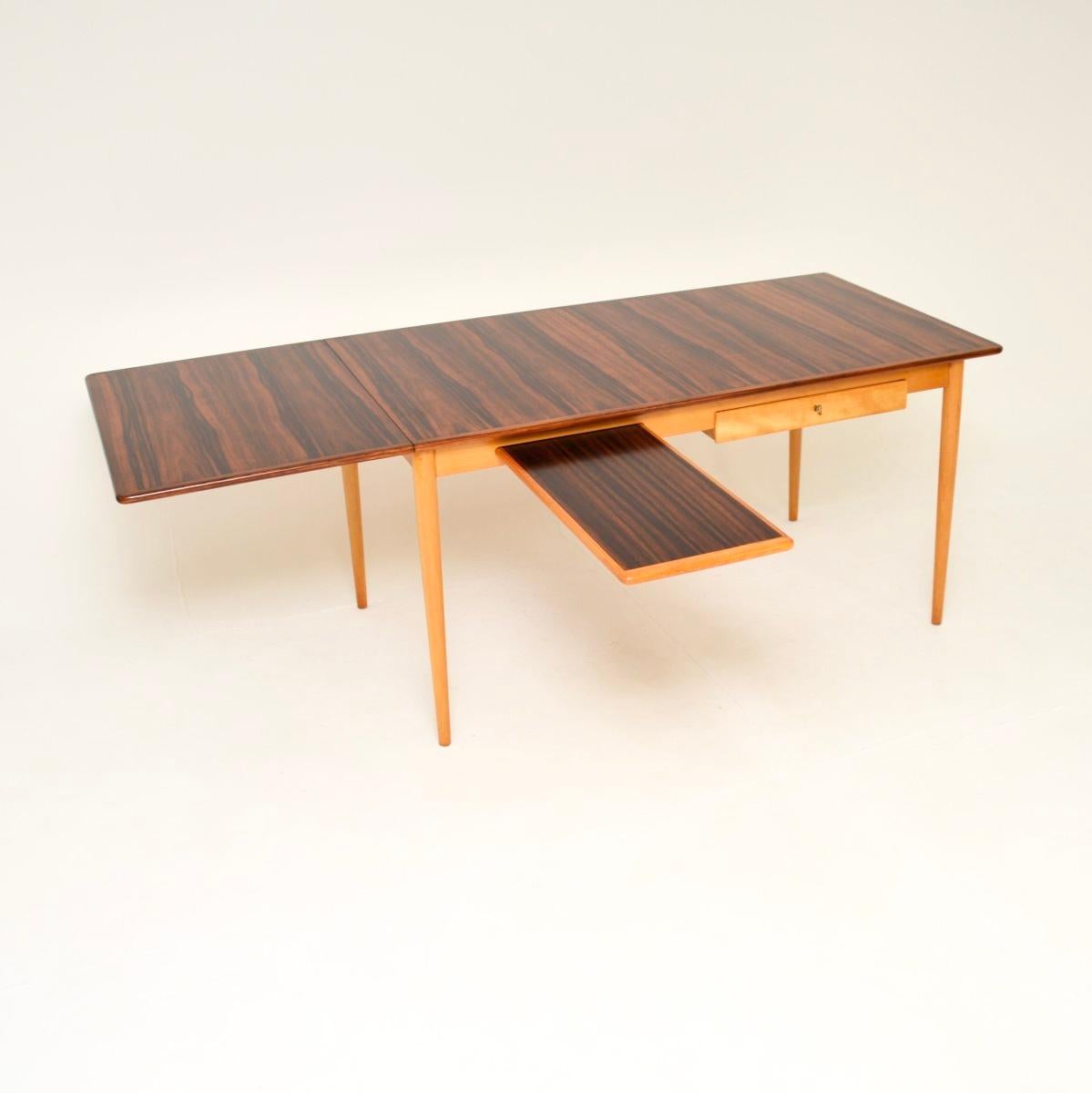 Vintage Swedish Sycamore Drop Leaf Desk For Sale 1