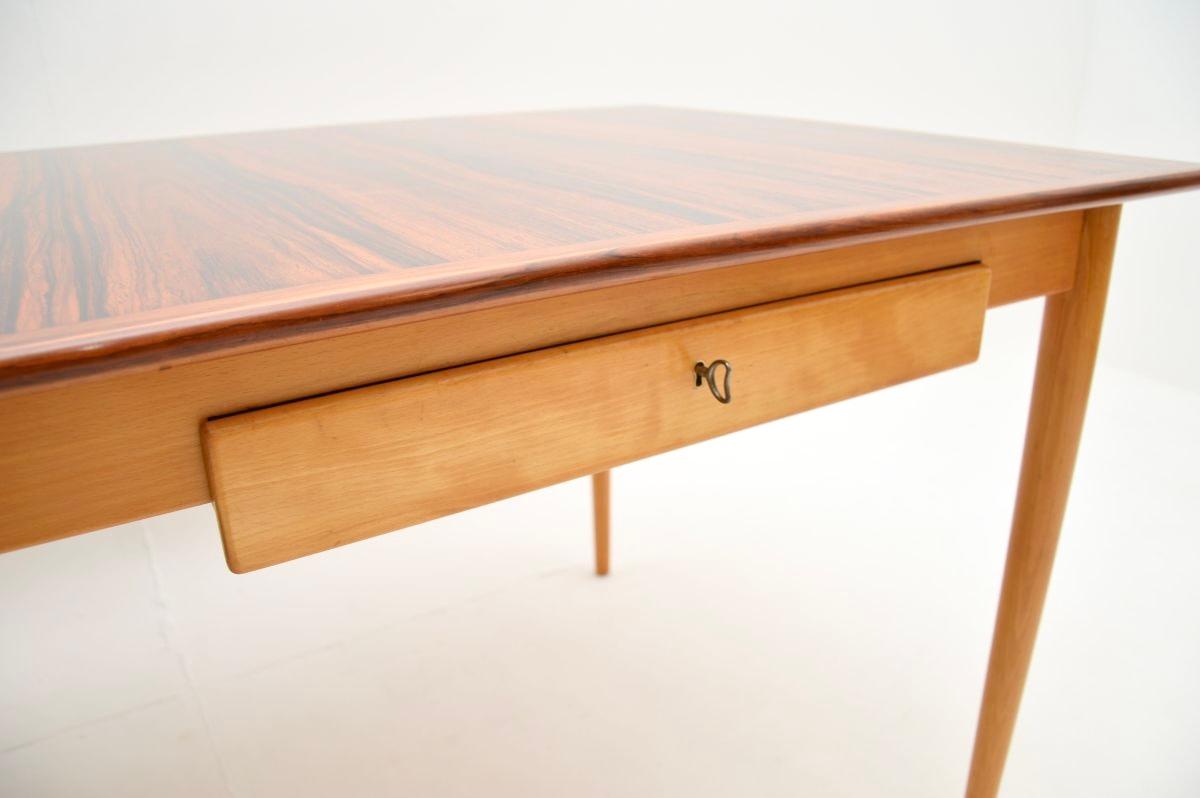 Vintage Swedish Sycamore Drop Leaf Desk For Sale 3