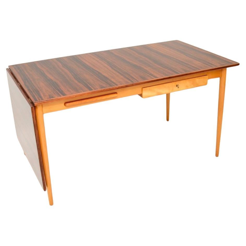 Vintage Swedish Sycamore Drop Leaf Desk