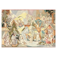 Vintage Swedish Tapestry. Size: 8 ft 3 in x 5 ft 10 in (2.51 m x 1.78 m)