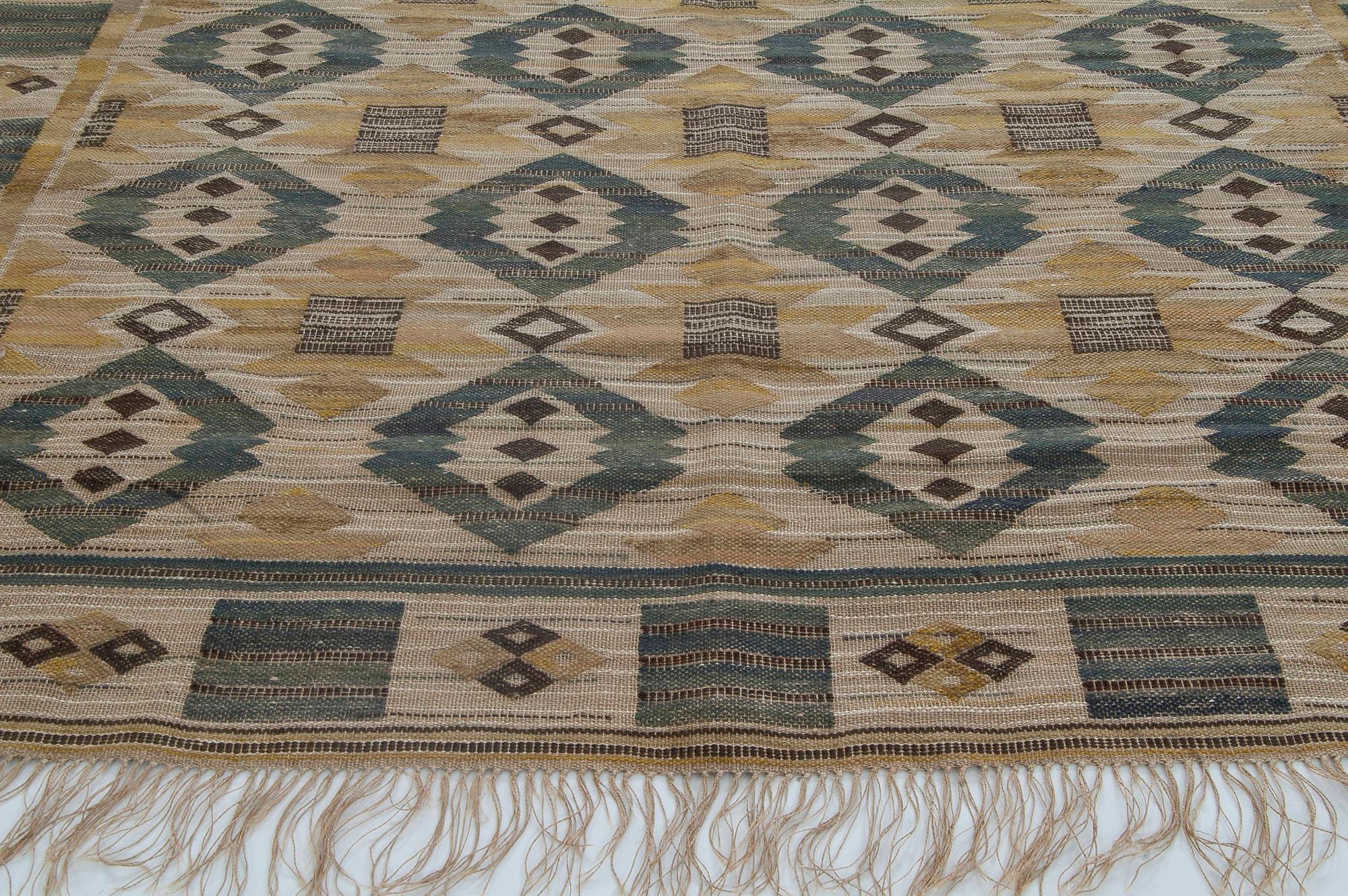 Hand-Knotted Vintage Swedish Tapestry Weave by Märta Mass-Fjetterström 'Gront Pa Linne' For Sale
