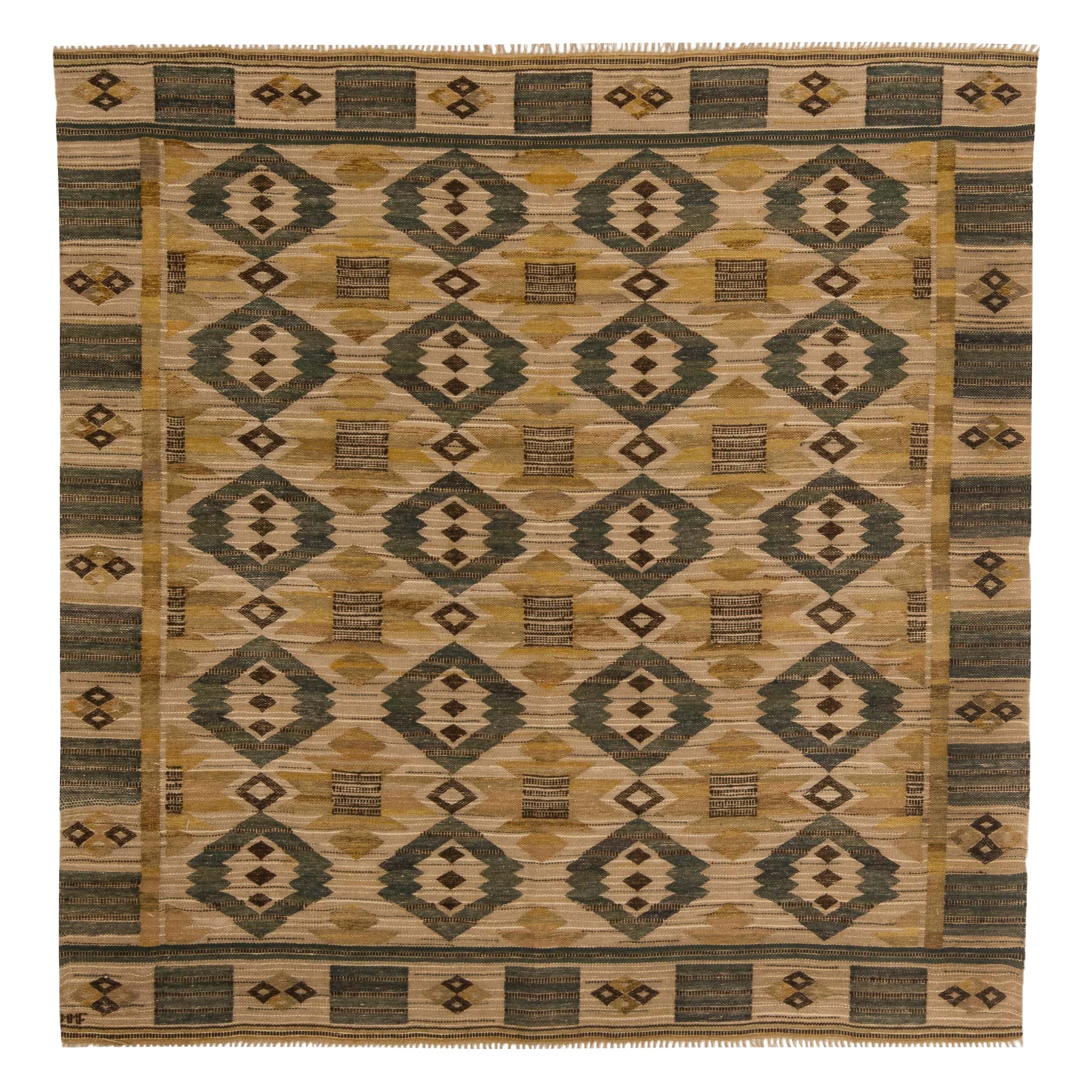 Vintage Swedish Tapestry Weave by Märta Mass-Fjetterström 
Gront Pa Linne
 For Sale