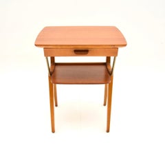 Vintage Swedish Teak and Brass Bedside / Side Table