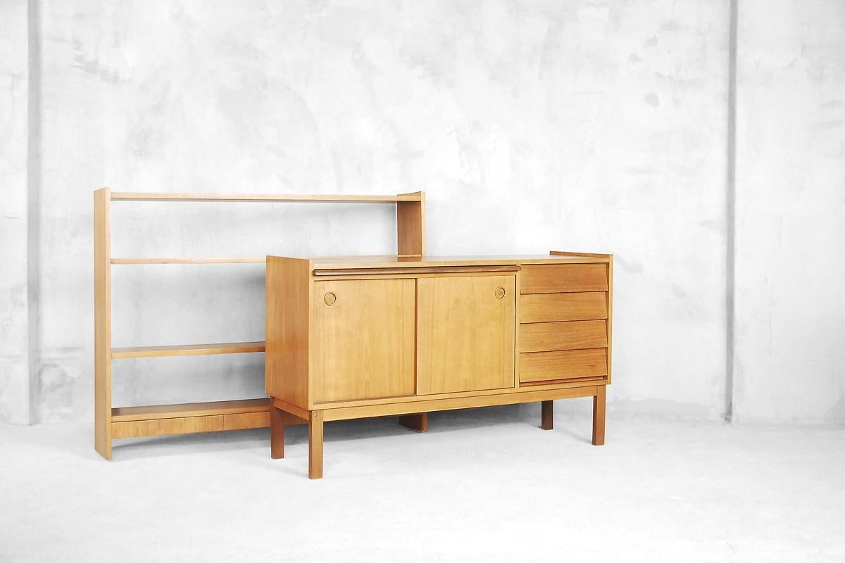 20th Century Vintage Swedish Teak Bookshelf Unit with Desk and Sideboard, 1960s For Sale