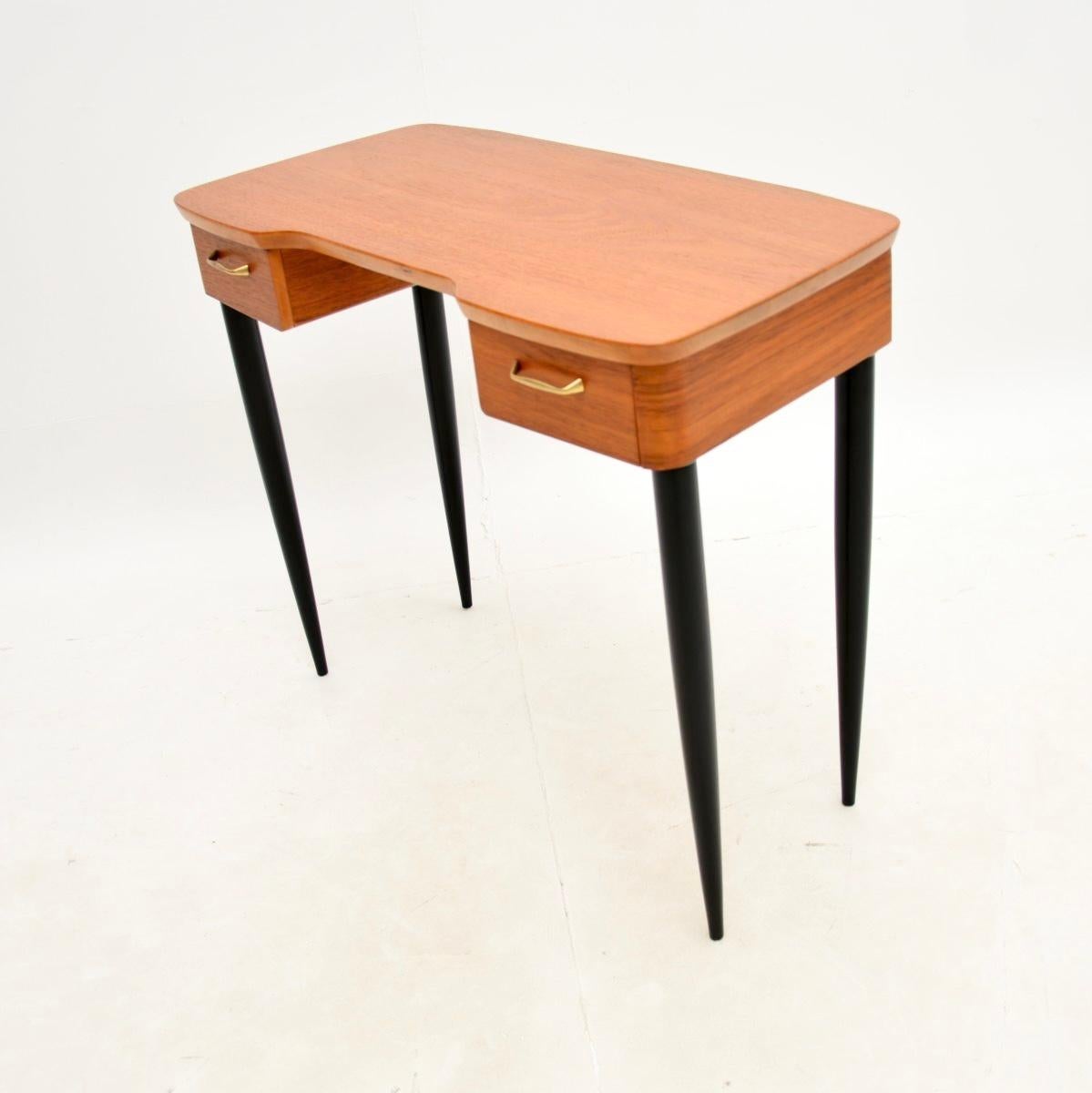 Brass Vintage Swedish Teak Desk / Dressing Table For Sale