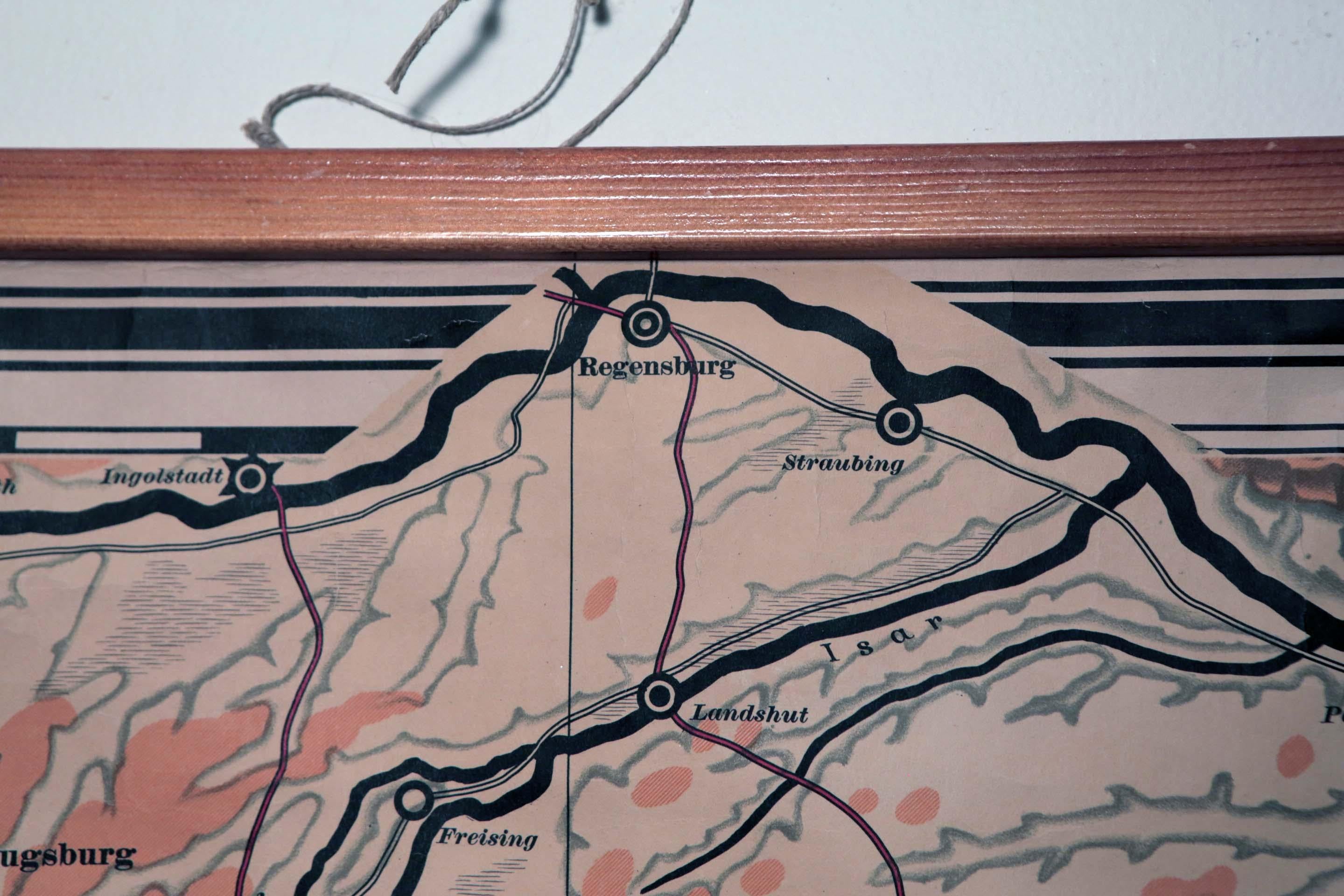 Vintage Swedish Topographic School Map of European Alps, Made in Sweden 1922 For Sale 6