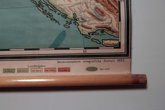 Vintage Swedish Topographic School Map of European Alps, Made in Sweden 1922