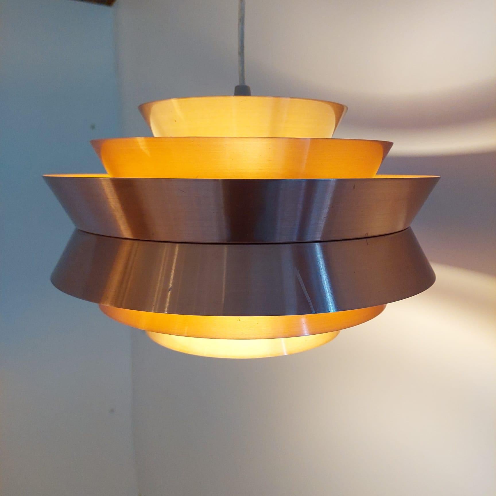 Mid-20th Century Vintage Swedish 'Trava' Pendant Lamp Carl Thore, Granhaga Metallindustri For Sale