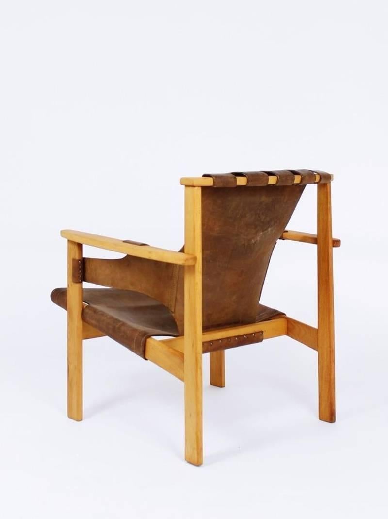 Leather Vintage Swedish Trienna Armchair by Carl-Axel Acking for Nordiska Kompaniet For Sale