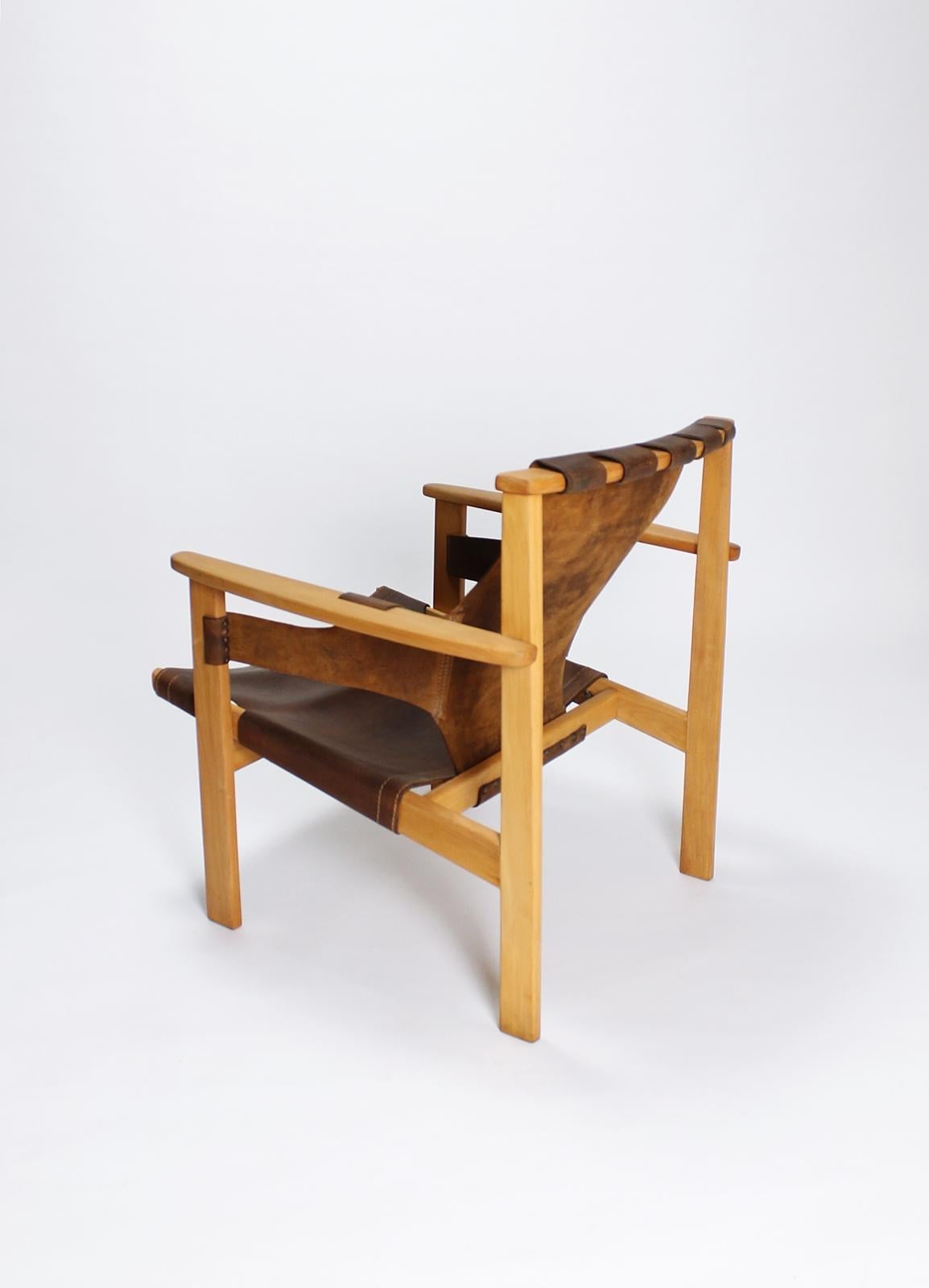 Leather Vintage Swedish Trienna Armchair by Carl-Axel Acking for Nordiska Kompaniet For Sale