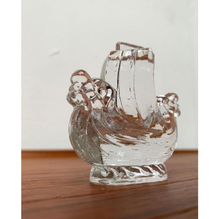 Vintage Swedish Viking Ship Glass Sculpture from Lindshammar Glasbruk, 1970s In Excellent Condition In Hamburg, DE