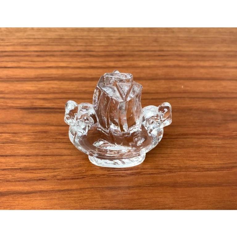 Vintage Swedish Viking Ship Glass Sculpture from Lindshammar Glasbruk, 1970s 1
