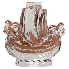 Vintage Swedish Viking Ship Glass Sculpture from Lindshammar Glasbruk, 1970s