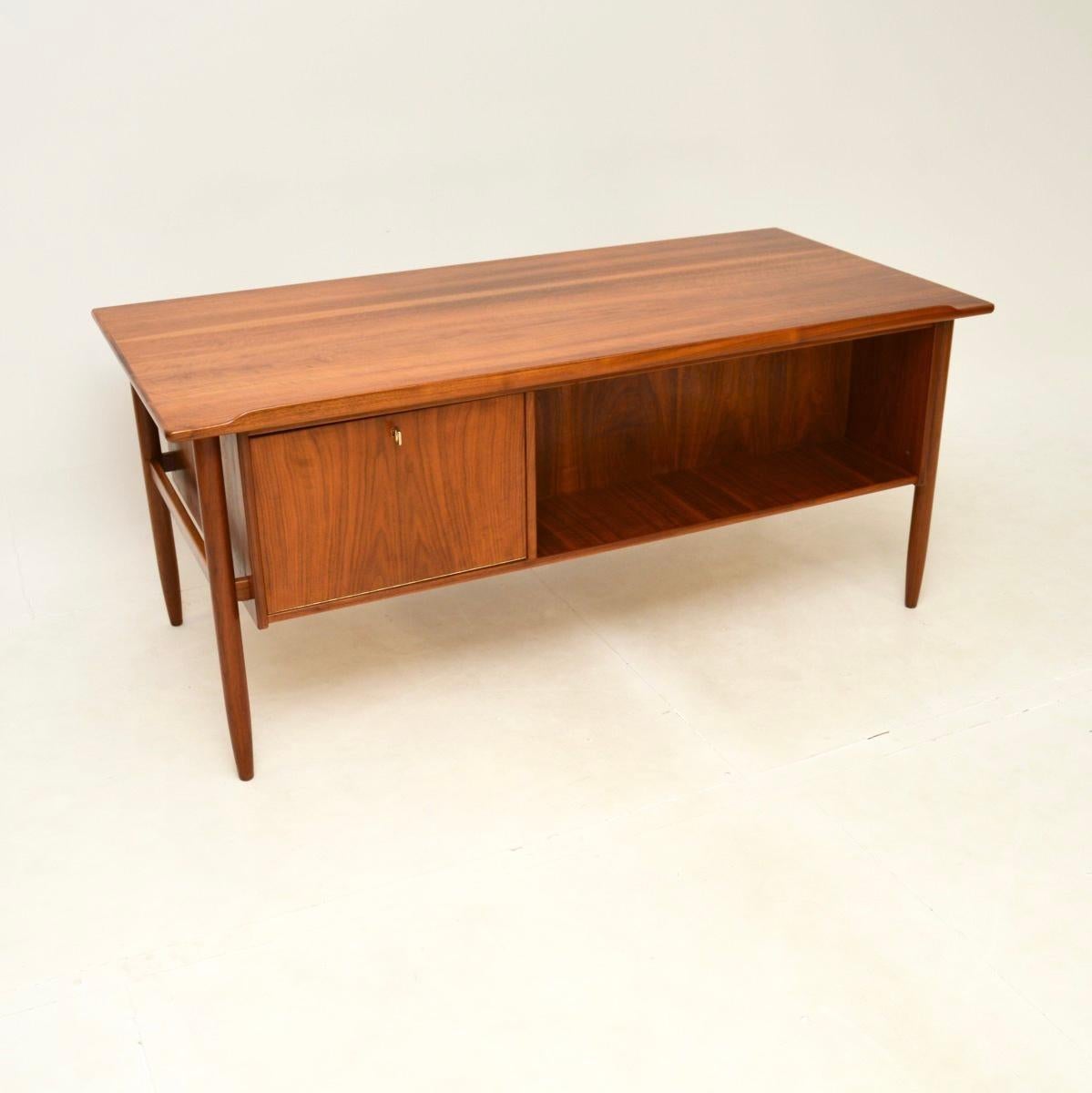 Mid-20th Century Vintage Swedish Walnut Desk by Goran Strand for Lelangs Mobelfabrik For Sale