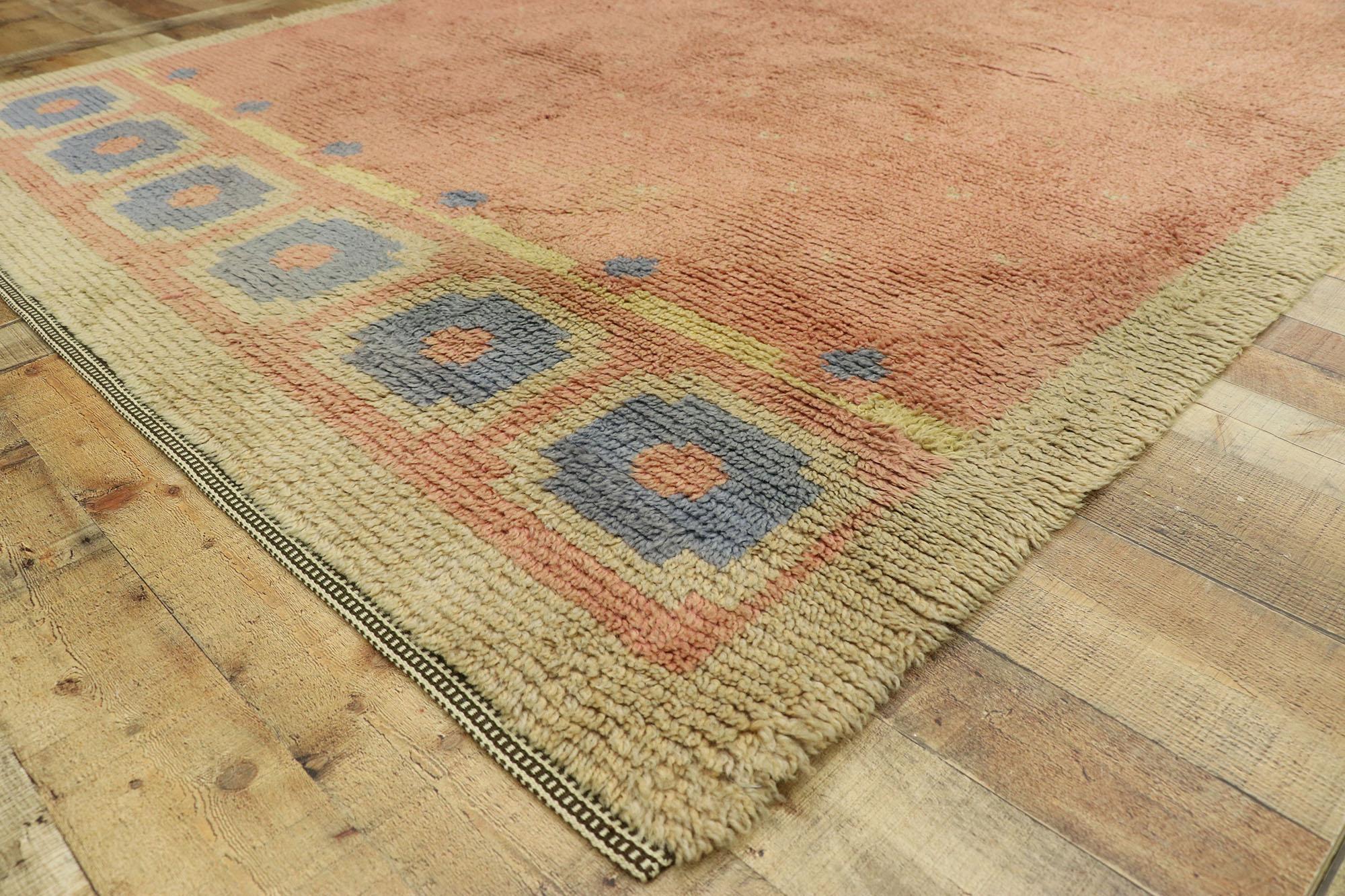 20th Century Vintage Swedish Wedding Rya Rug with Scandinavian Modern Style For Sale