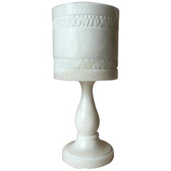 Vintage Swedish White Solid Alabaster Table Lamp