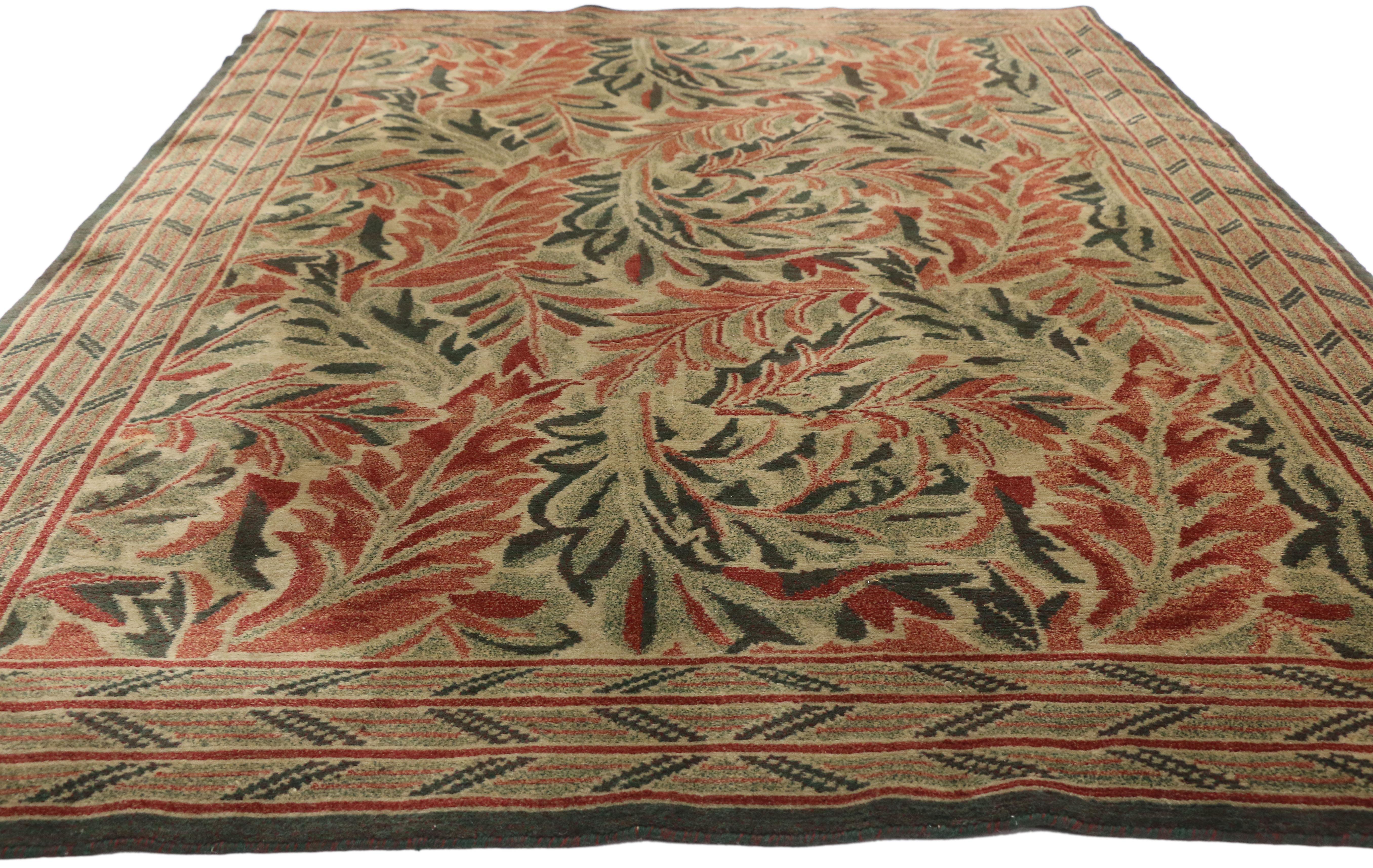 Arts and Crafts Vintage Swedish William Morris Acanthus Inspired Rug with Arts & Crafts Style