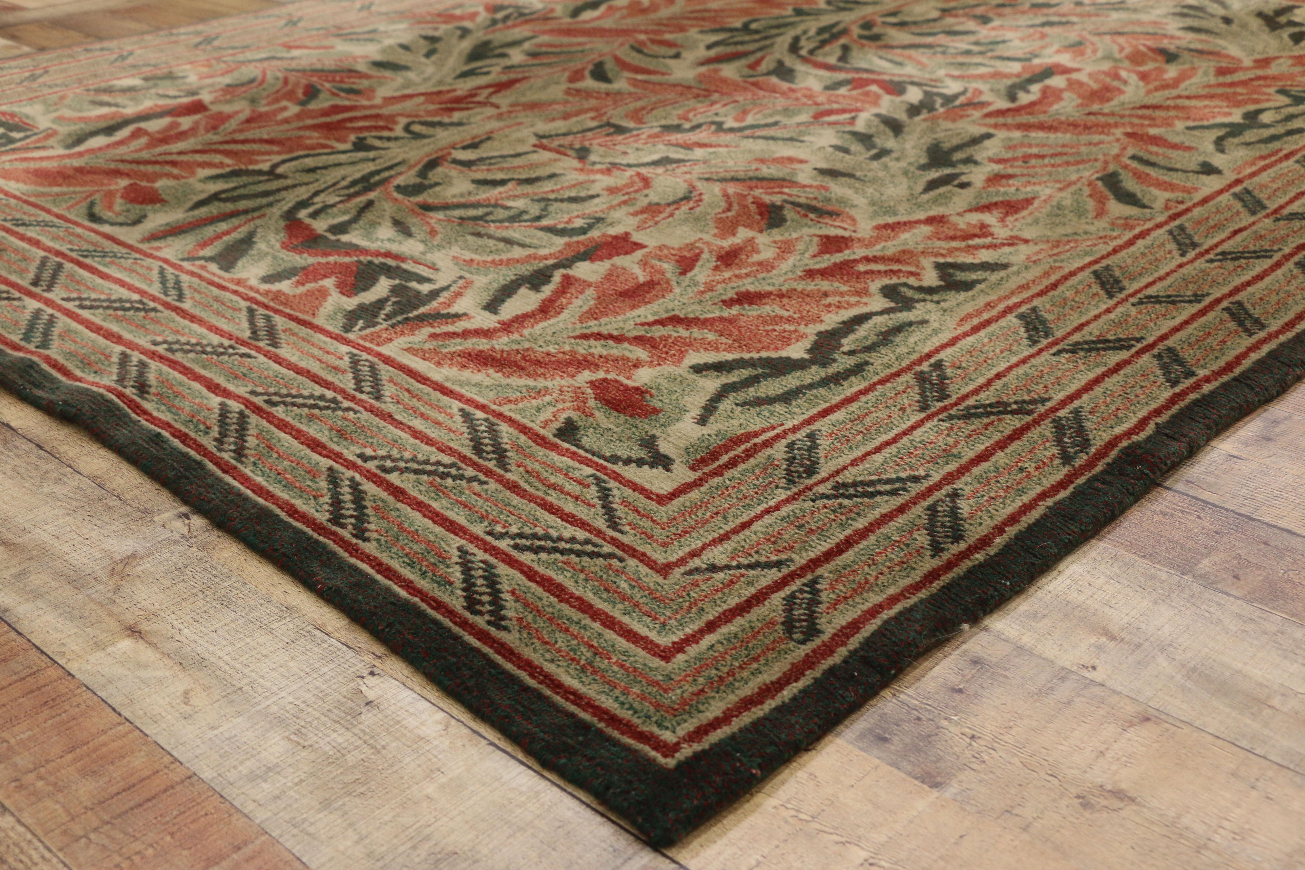 20th Century Vintage Swedish William Morris Acanthus Inspired Rug with Arts & Crafts Style