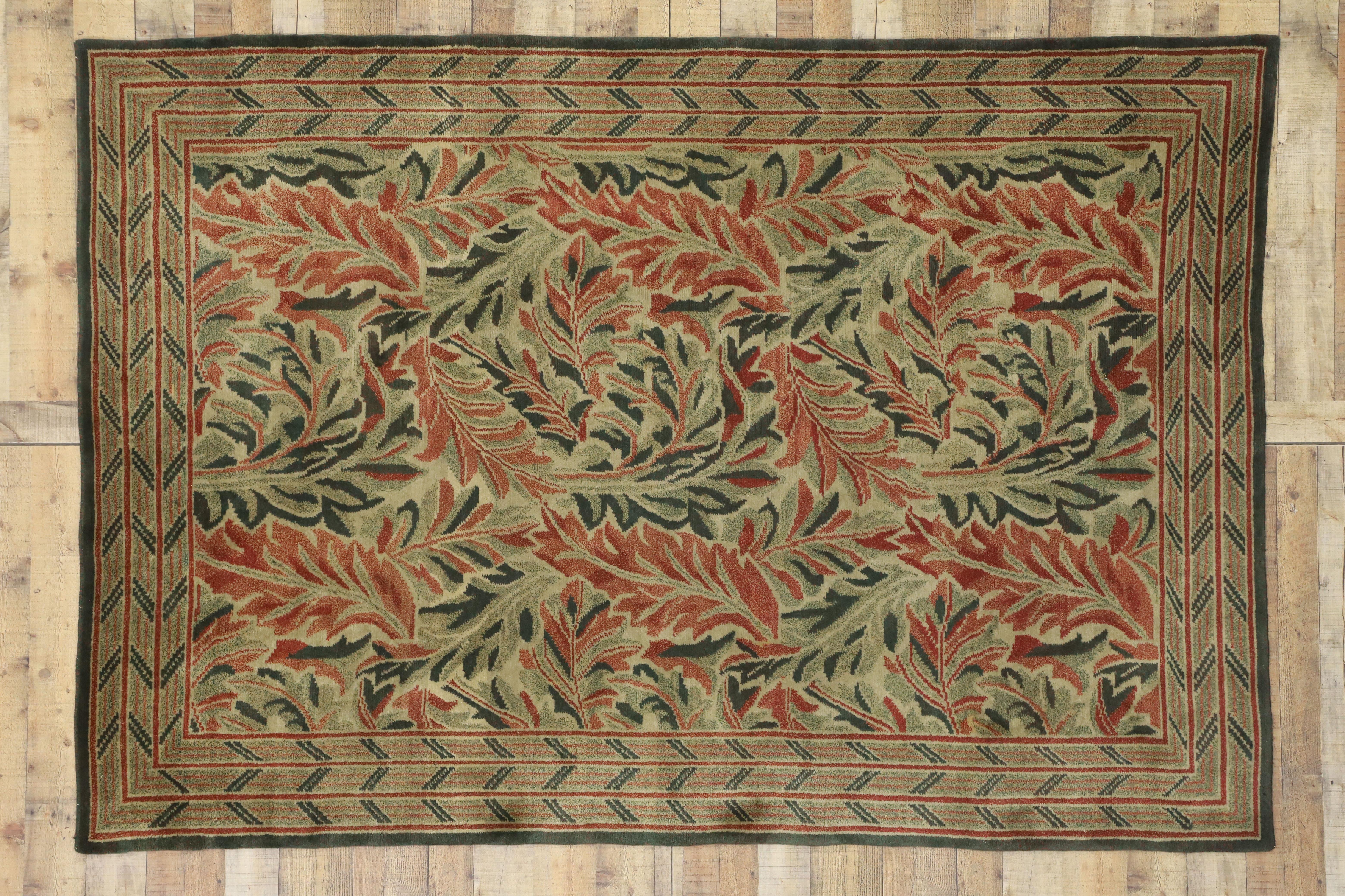 Vintage Swedish William Morris Acanthus Inspired Rug with Arts & Crafts Style 1