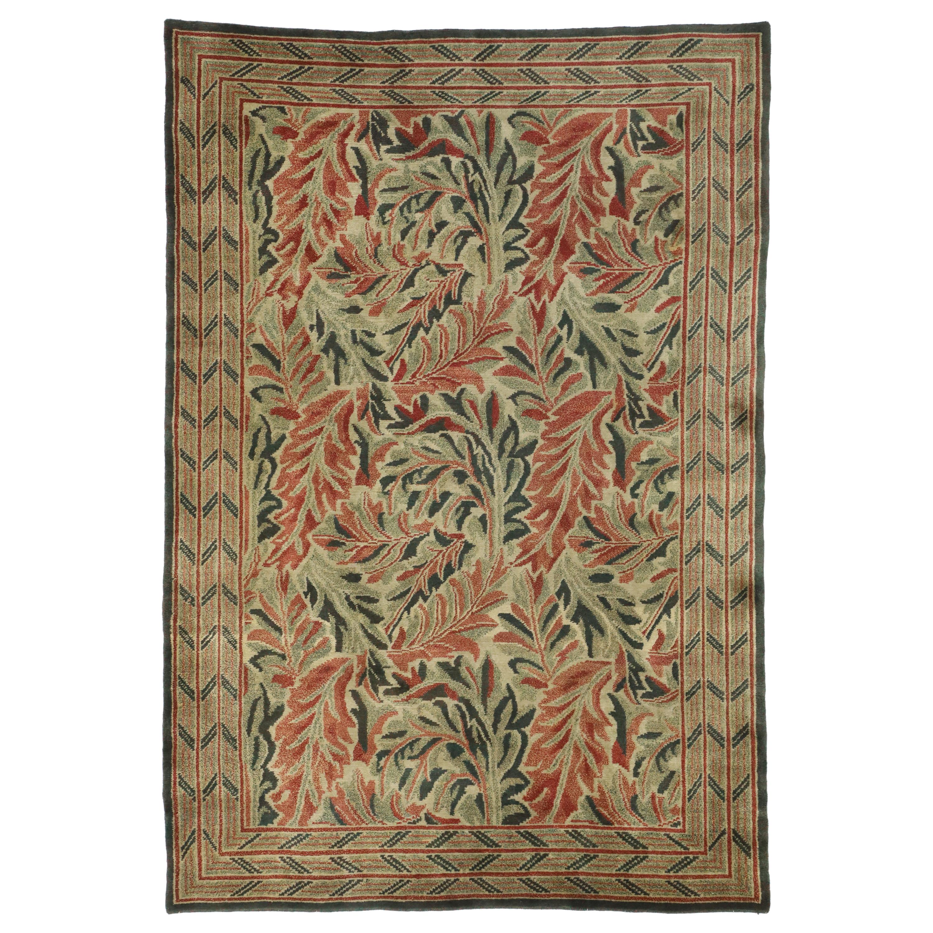 Vintage Swedish William Morris Acanthus Inspired Rug with Arts & Crafts Style