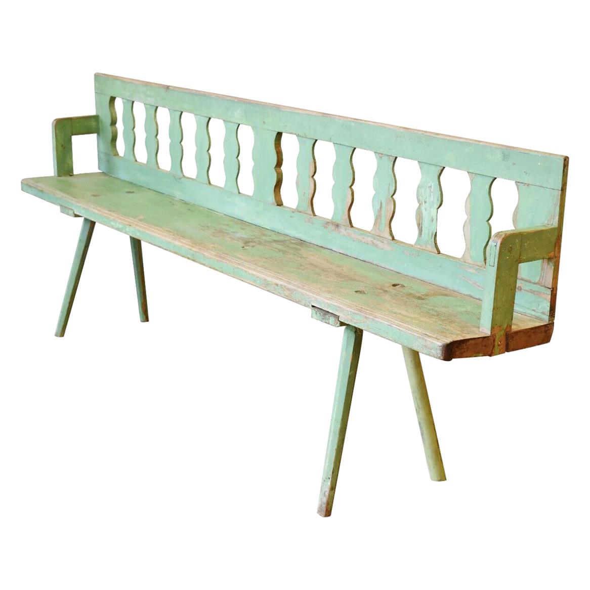 Vintage Swedish Wooden Bench with Distressed Paint Finish at 1stDibs ...