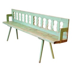 Vintage Swedish Wooden Bench with Distressed Paint Finish