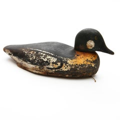 Vintage Swedish Wooden Decoy Duck with Original Paint
