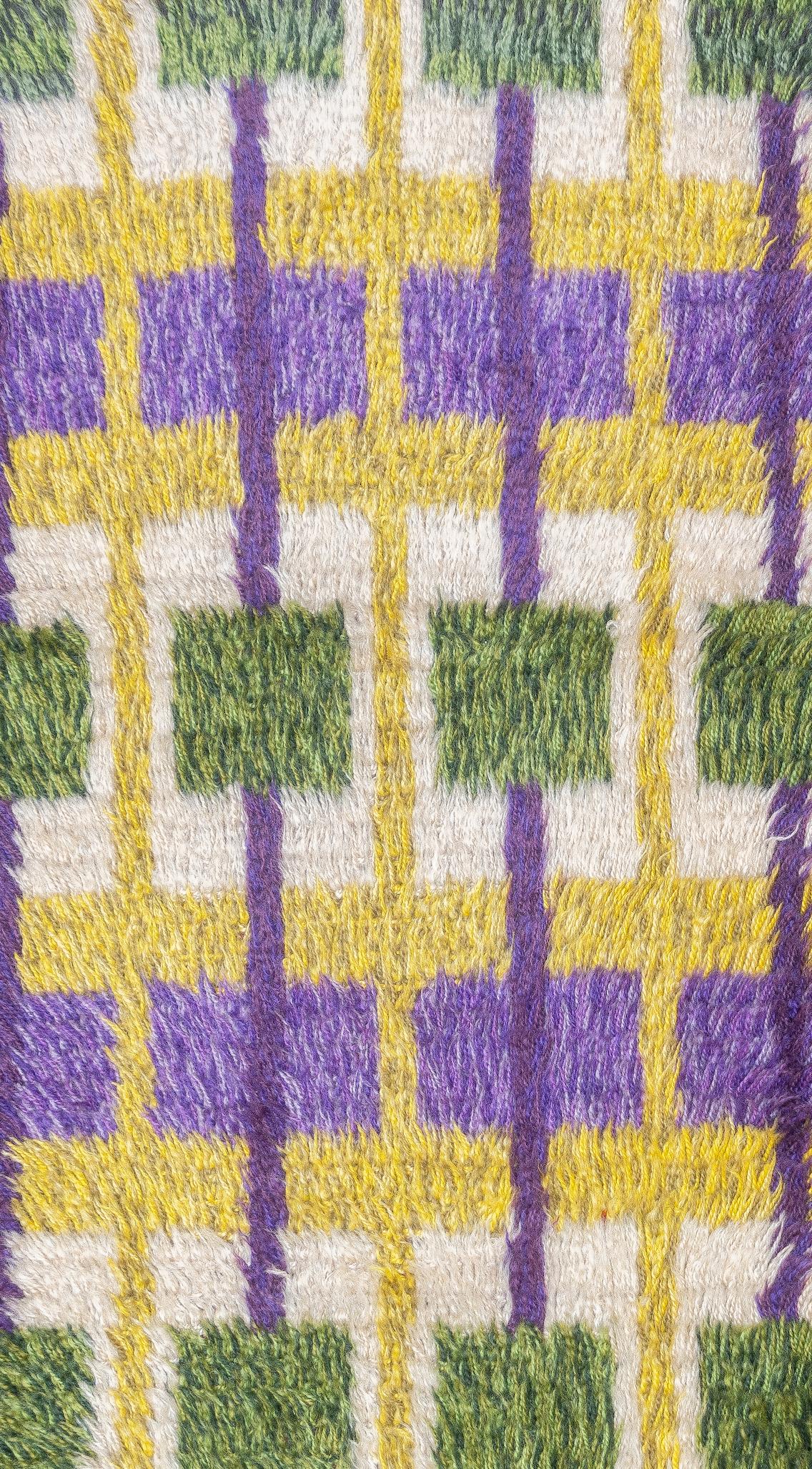 Vintage Swedish Wool Pile Rug 2'2'' x 4'1'' In Good Condition For Sale In New York, NY