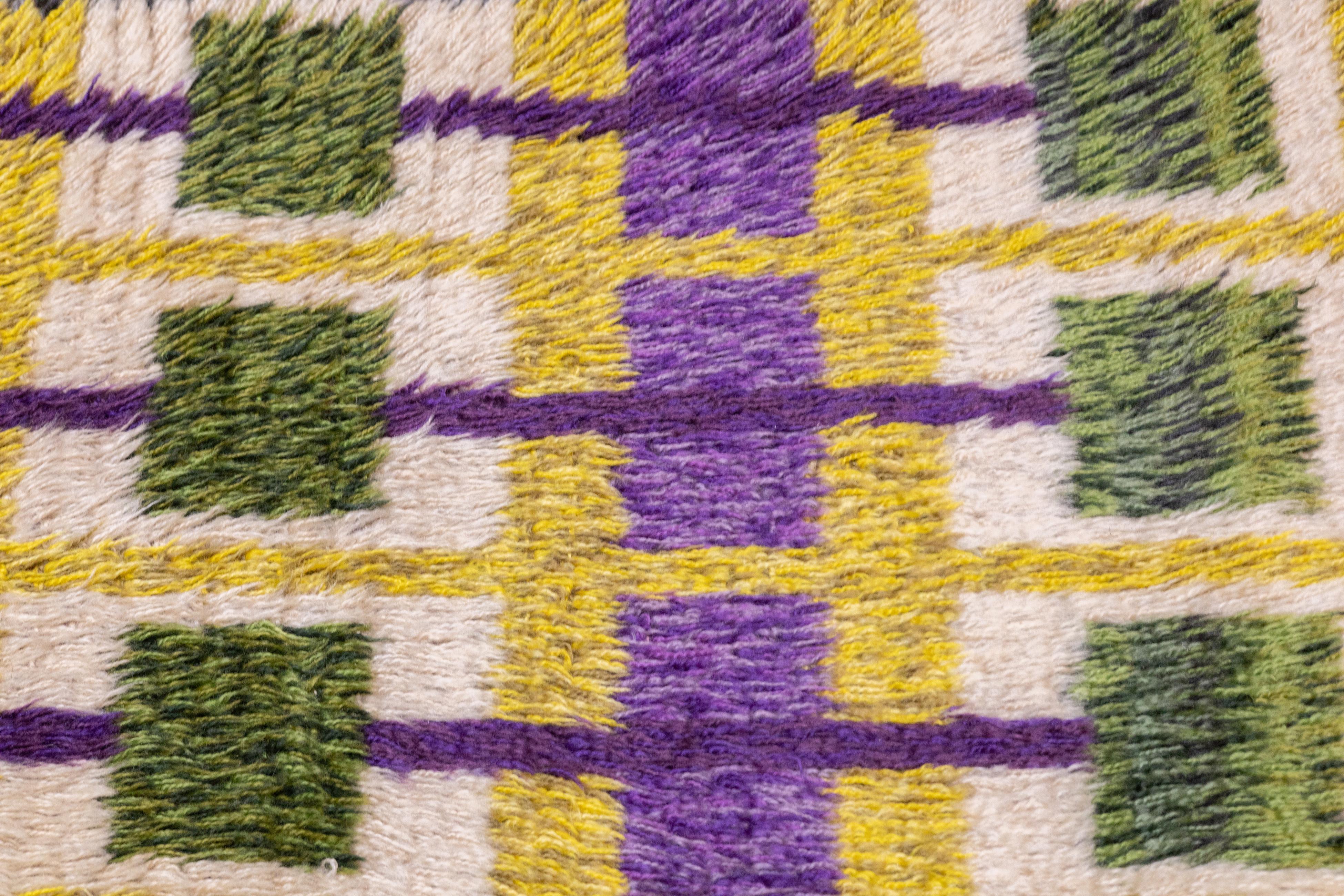 Vintage Swedish Wool Pile Rug 2'2'' x 4'1'' For Sale 1