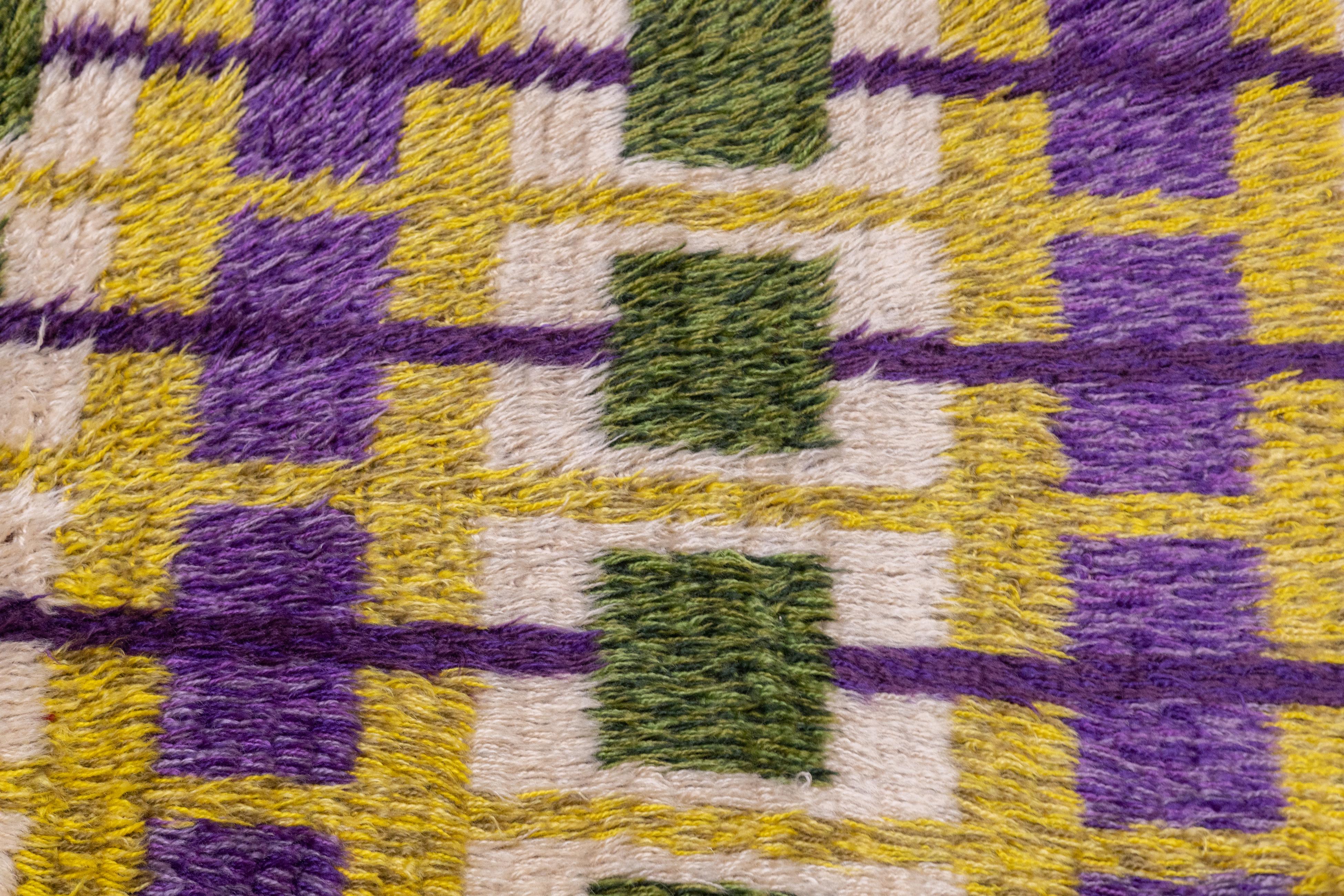 Vintage Swedish Wool Pile Rug 2'2'' x 4'1'' For Sale 2