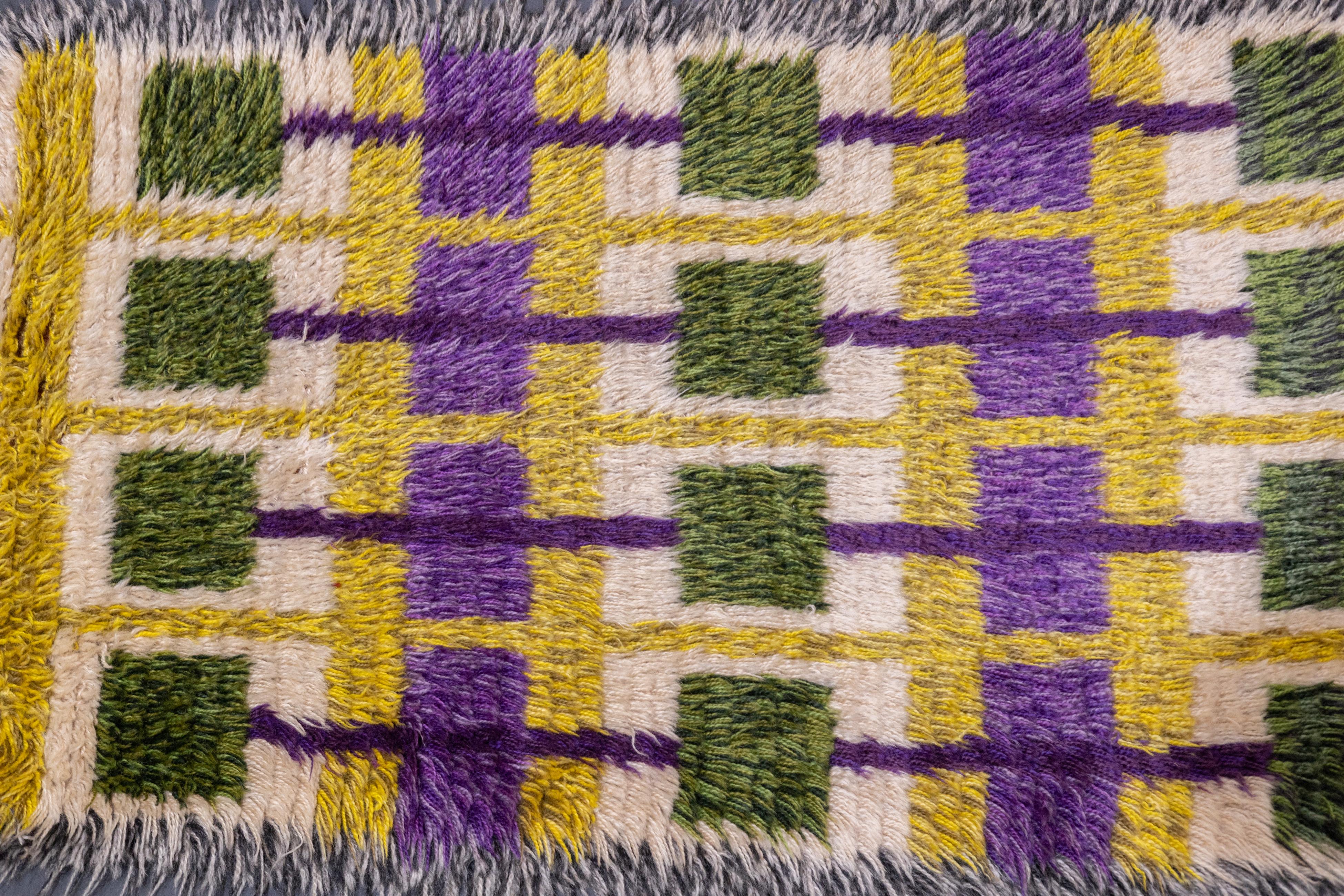 Vintage Swedish Wool Pile Rug 2'2'' x 4'1'' For Sale 3