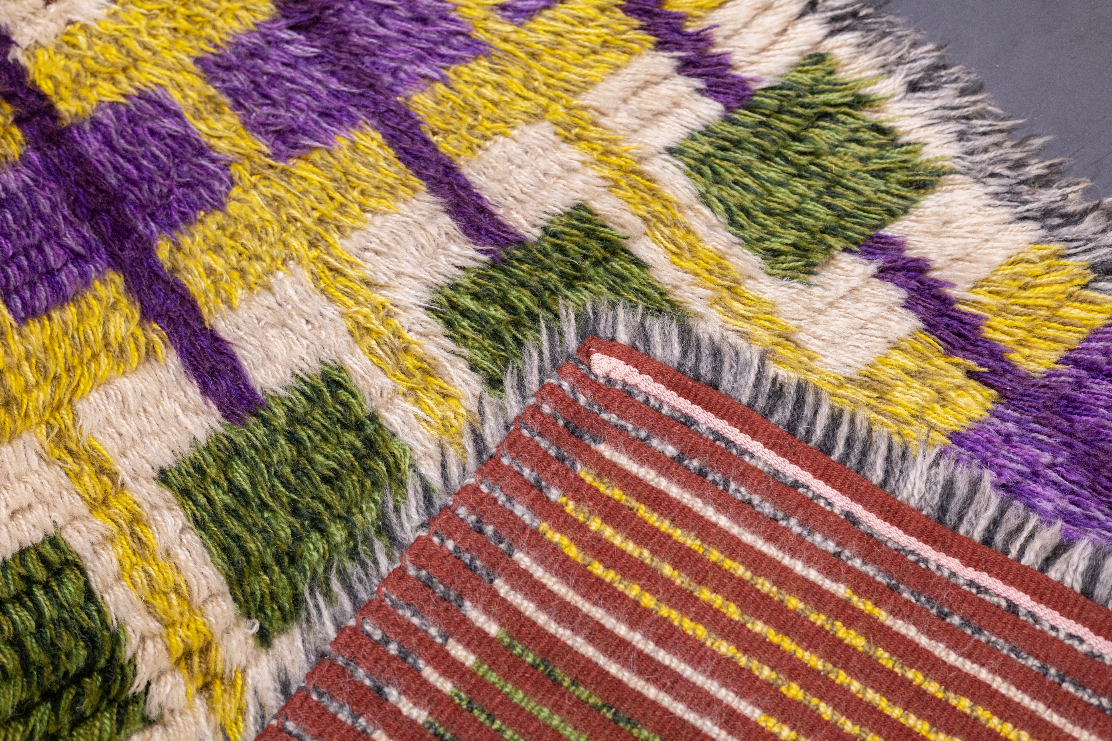 Vintage Swedish Wool Pile Rug 2'2'' x 4'1'' For Sale 5