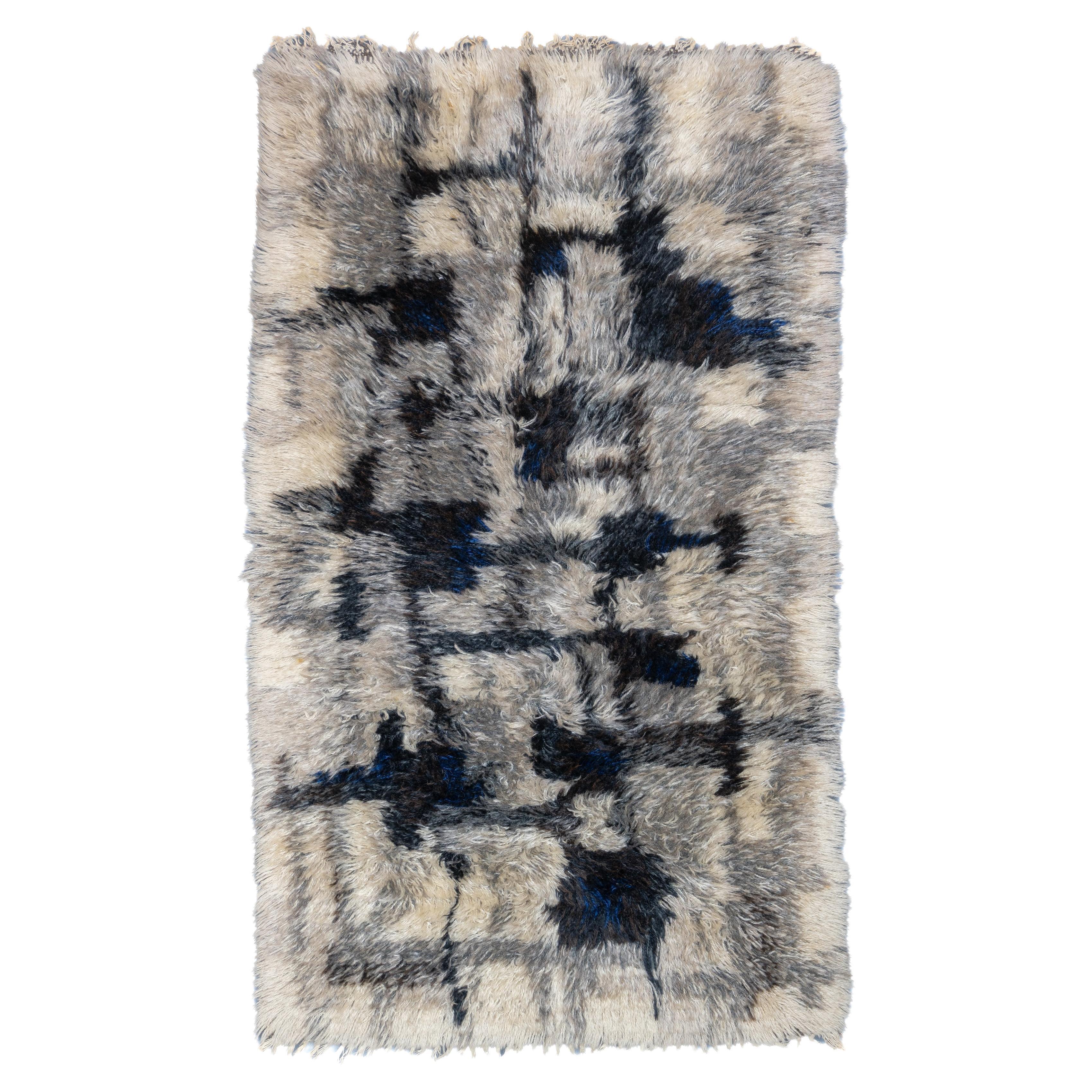 Vintage Swedish Wool Pile Rug 2'6'' x 4'4''