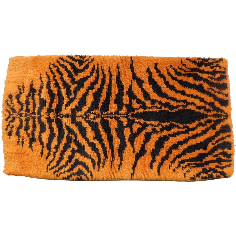 Vintage Swedish Wool Rya Tiger Carpet at 1stdibs