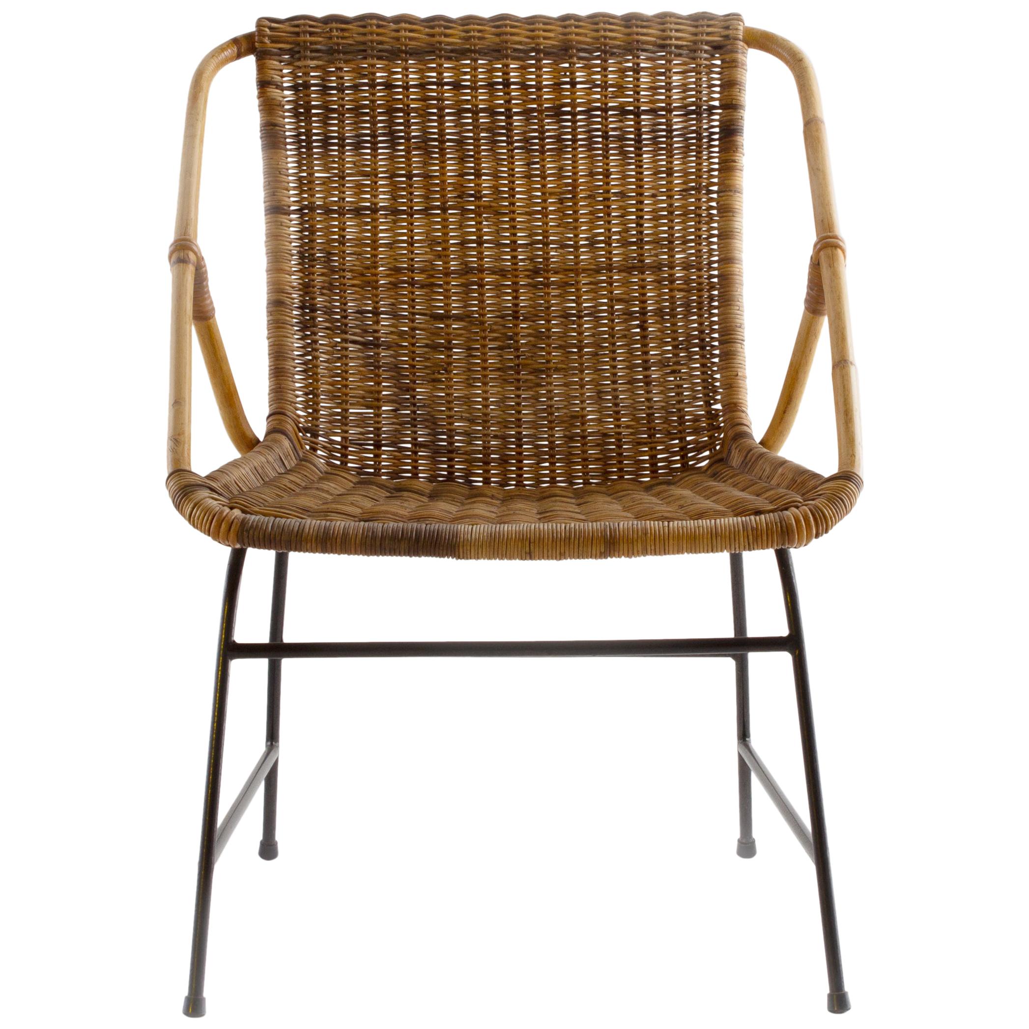 Vintage Swedish Woven Club Chair For Sale