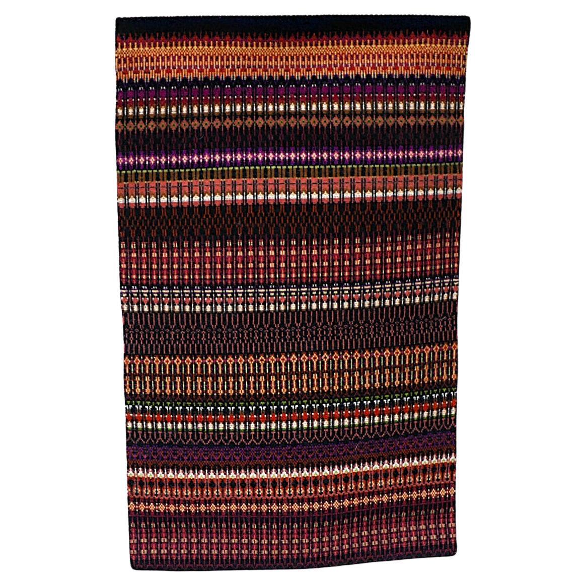 Vintage Swedish Woven Tapestry: Scandinavian Folk Art Wall Hanging