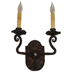 Vintage Swedish Wrought Iron Electrified Sconce