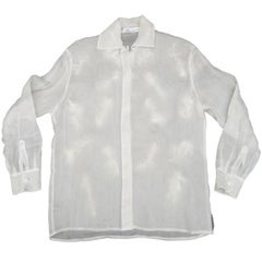 Vintage Swedish Cream Silk Organza Blouse with Feathers