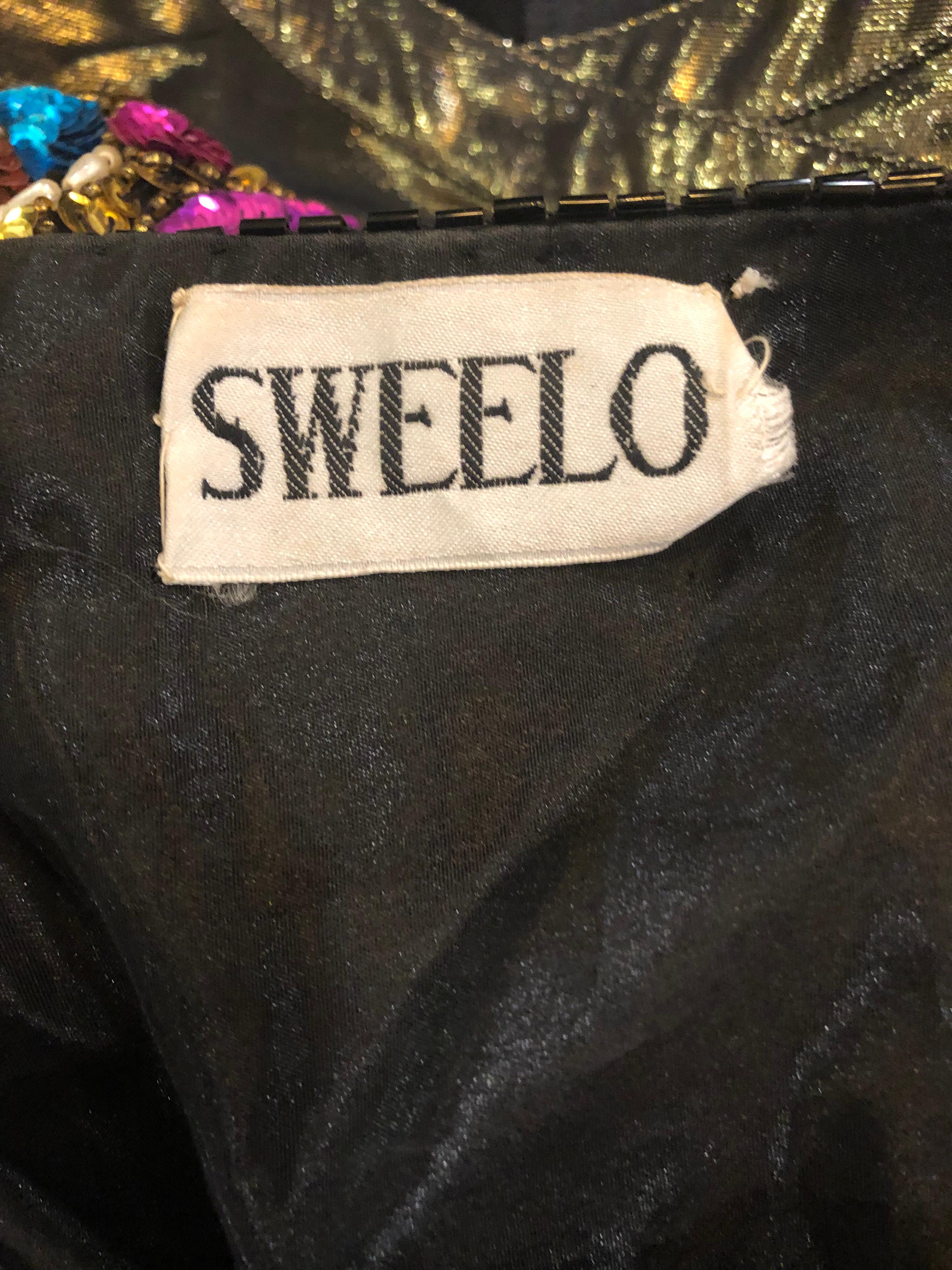 Swee Lo - Veste en soie vintage entièrement recouverte de sequins et de perles en verre, avec motif coloré façon vitraux, années 1990  en vente 11