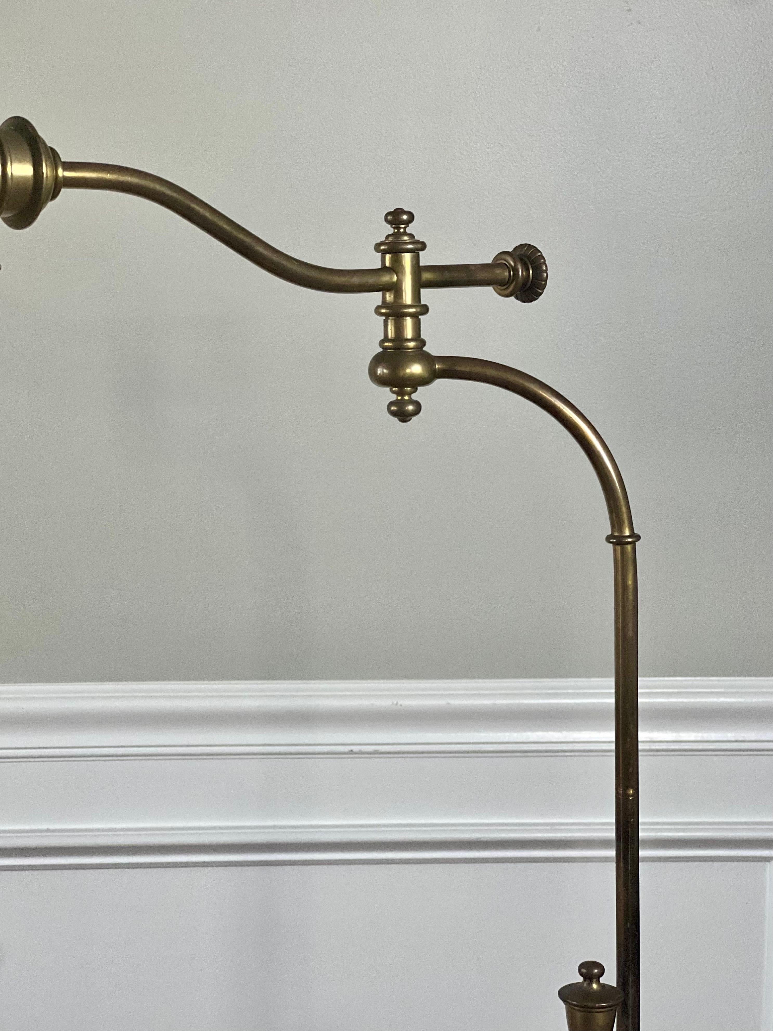 Vintage Swing Arm, Adjustable Height Brass Pharmacy Style Floor Lamp 6