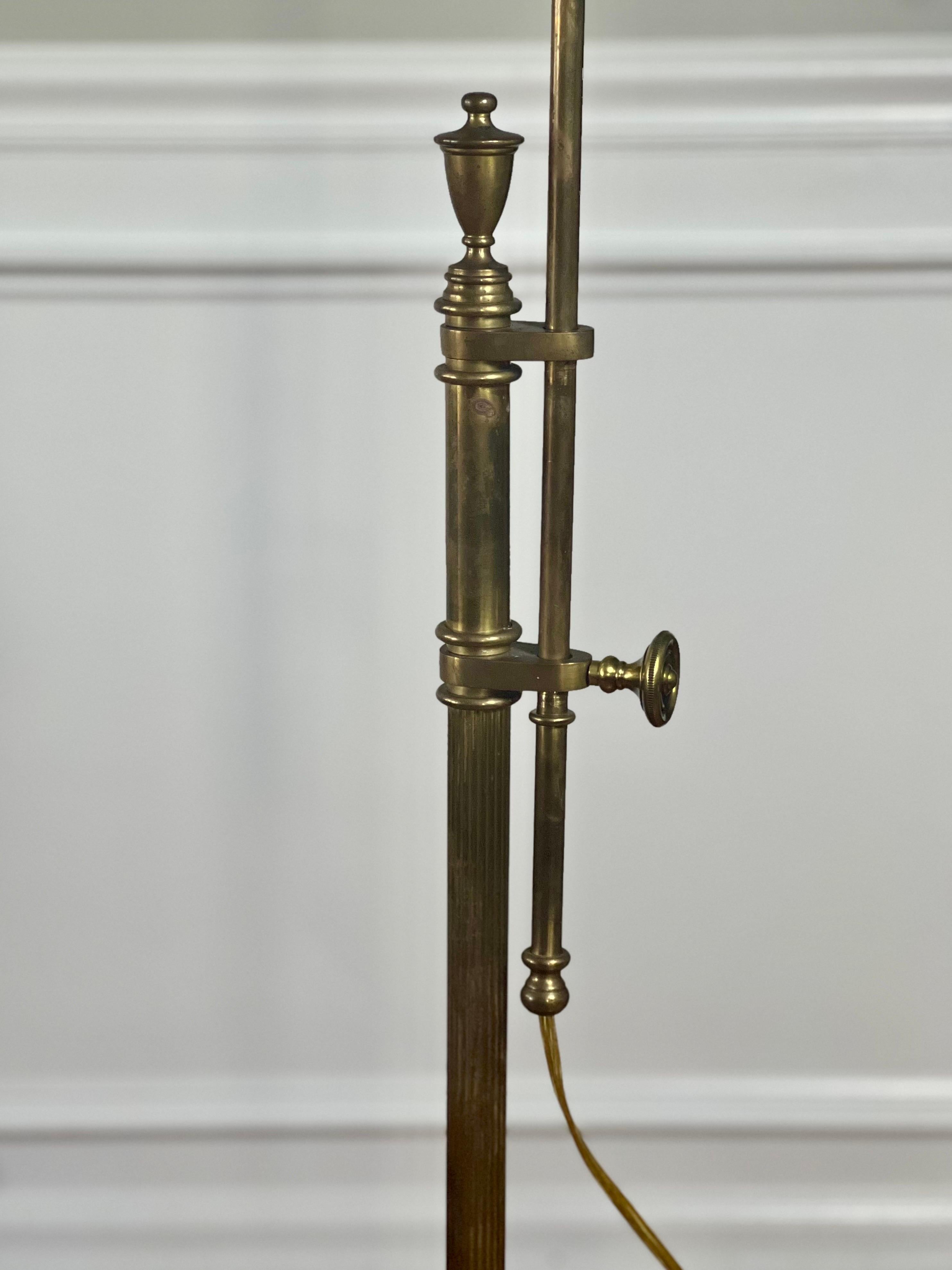 Vintage Swing Arm, Adjustable Height Brass Pharmacy Style Floor Lamp 8