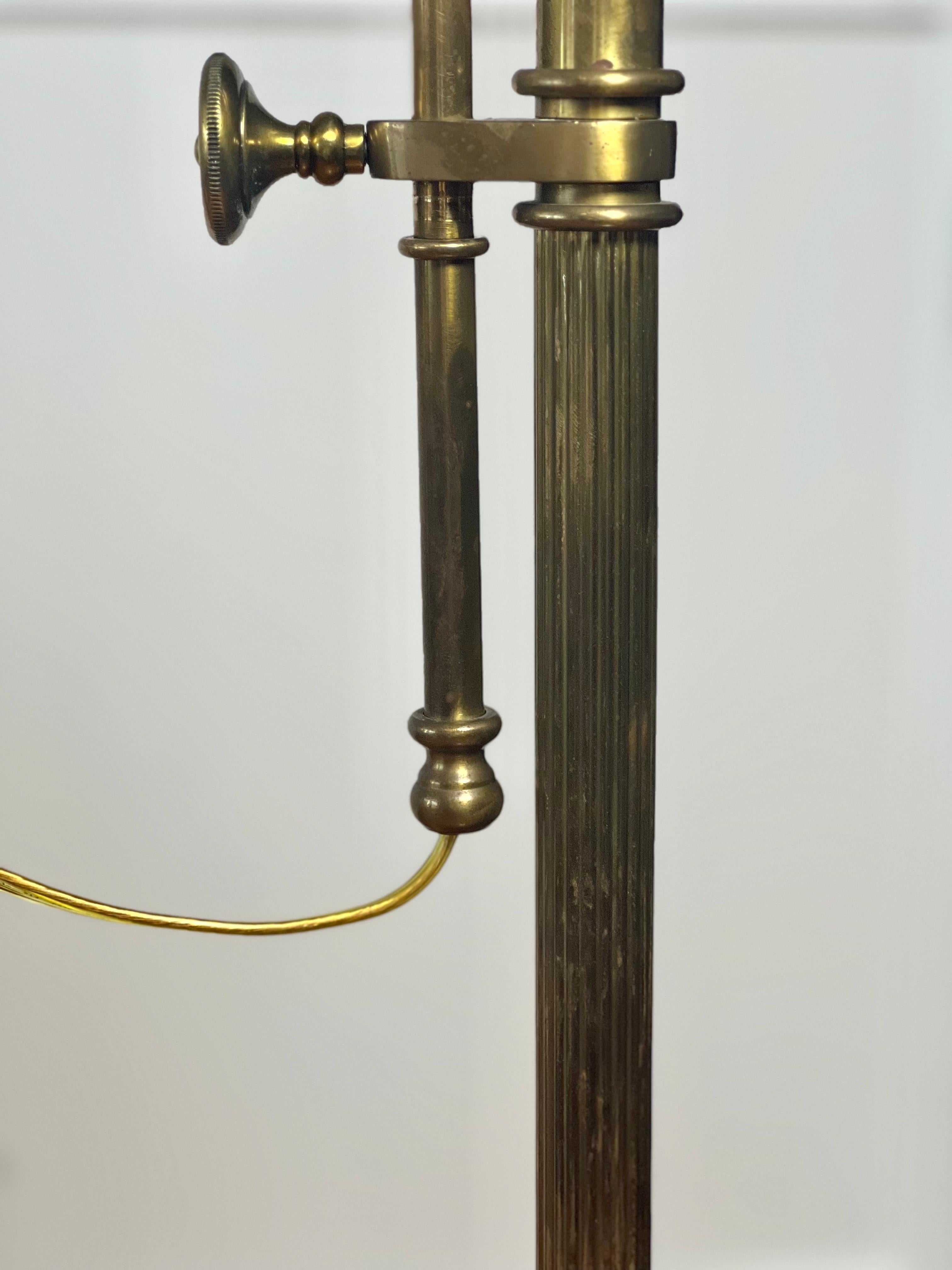 Vintage Swing Arm, Adjustable Height Brass Pharmacy Style Floor Lamp 9