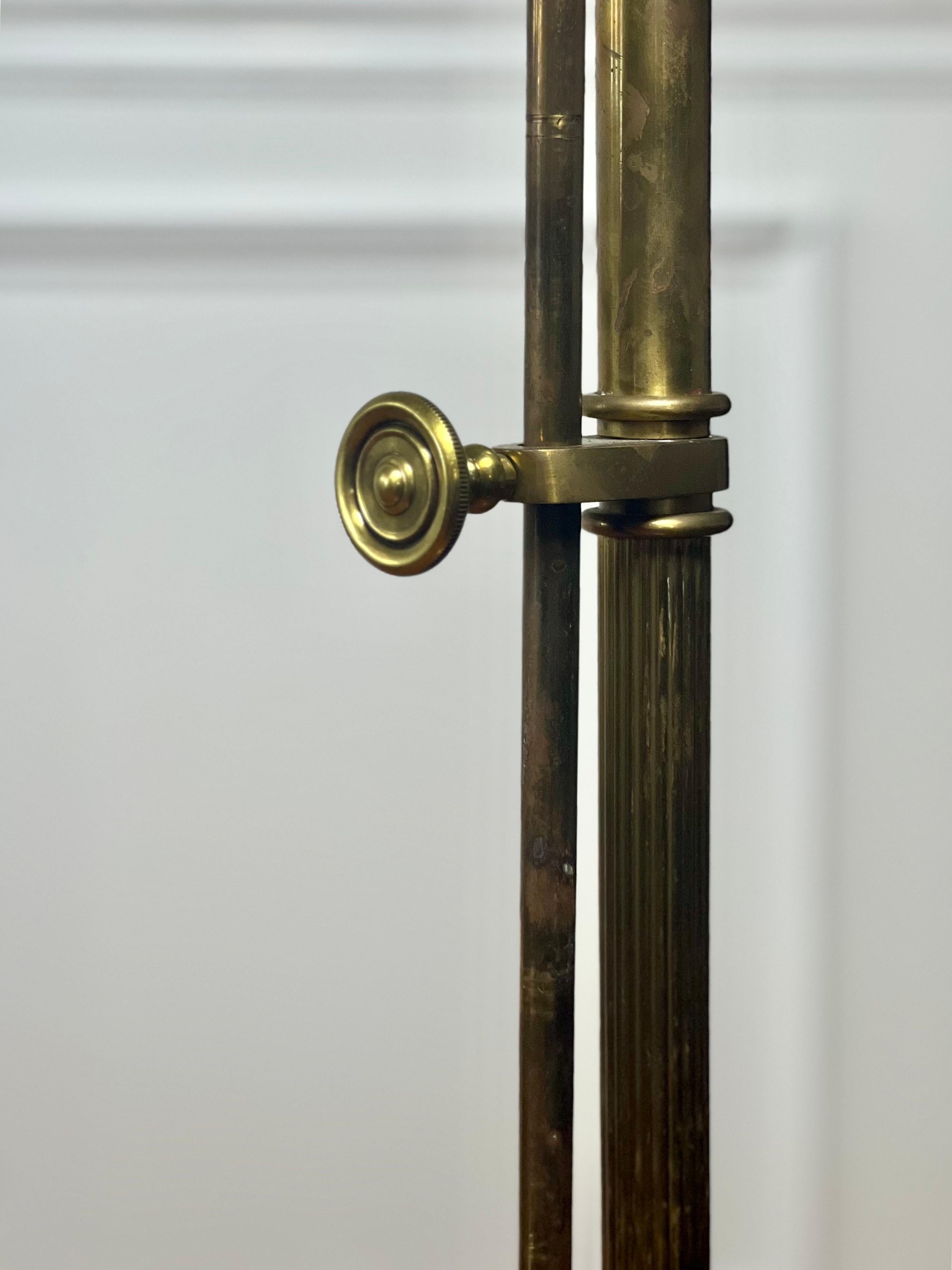 Vintage Swing Arm, Adjustable Height Brass Pharmacy Style Floor Lamp 10