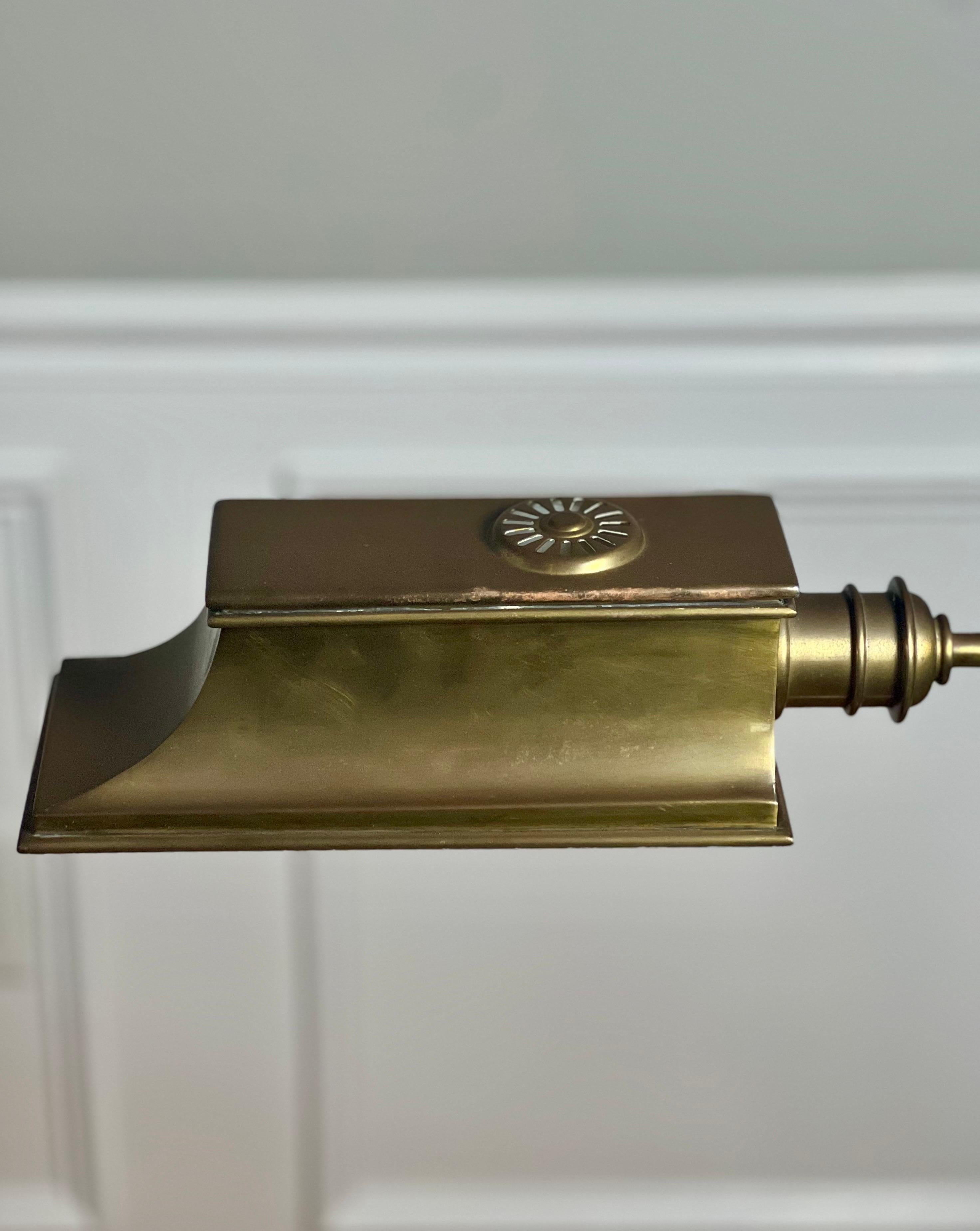 Vintage Swing Arm, Adjustable Height Brass Pharmacy Style Floor Lamp 12