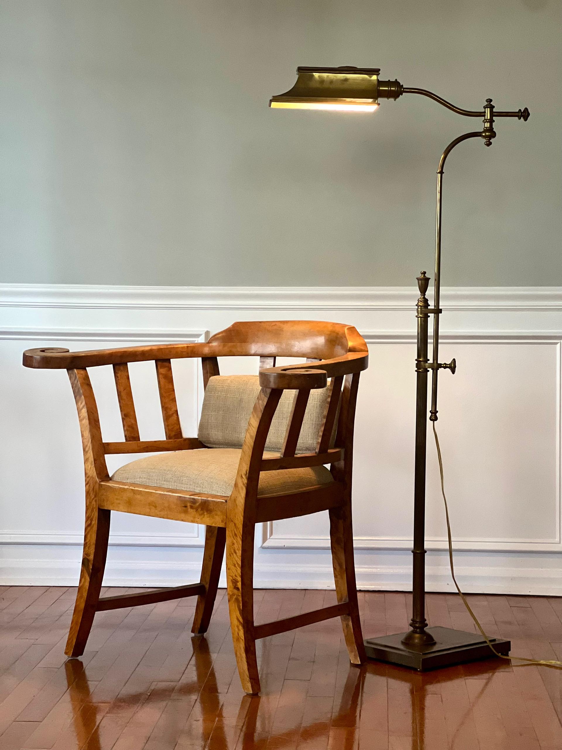 Vintage Swing Arm, Adjustable Height Brass Pharmacy Style Floor Lamp 14